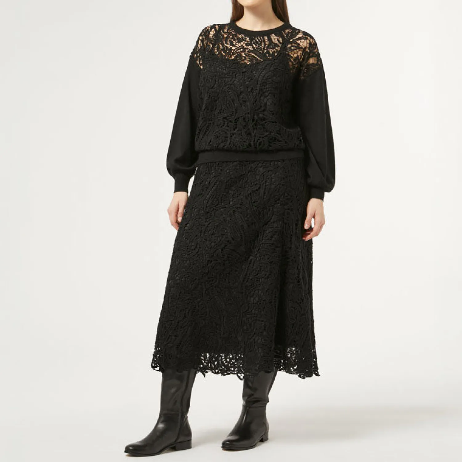 MARINA RINALDI Etruria Knitted Skirt In Black