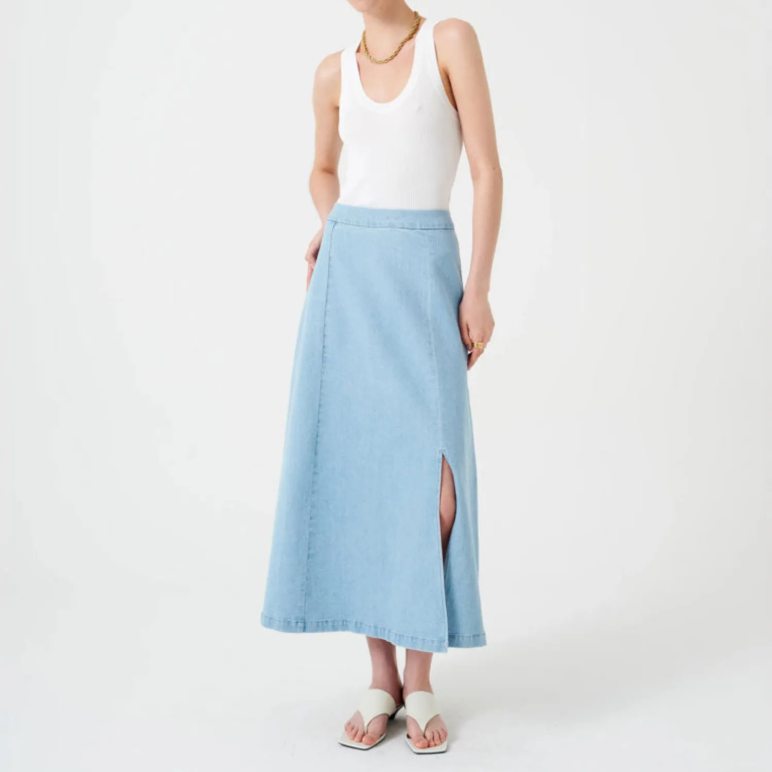 SEVENTY & MOCHI Faye Slip Skirt In Oceanic Blue