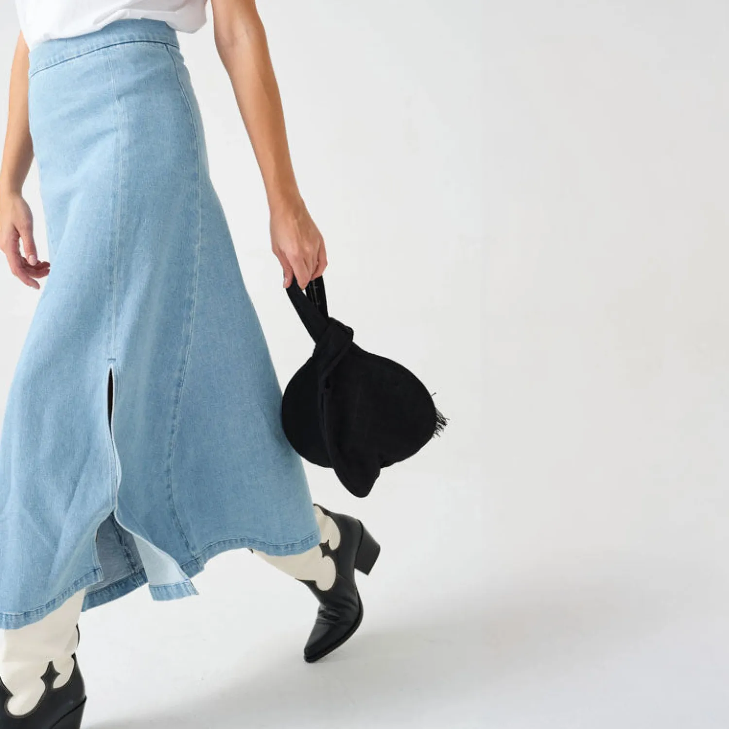 SEVENTY & MOCHI Faye Slip Skirt In Oceanic Blue