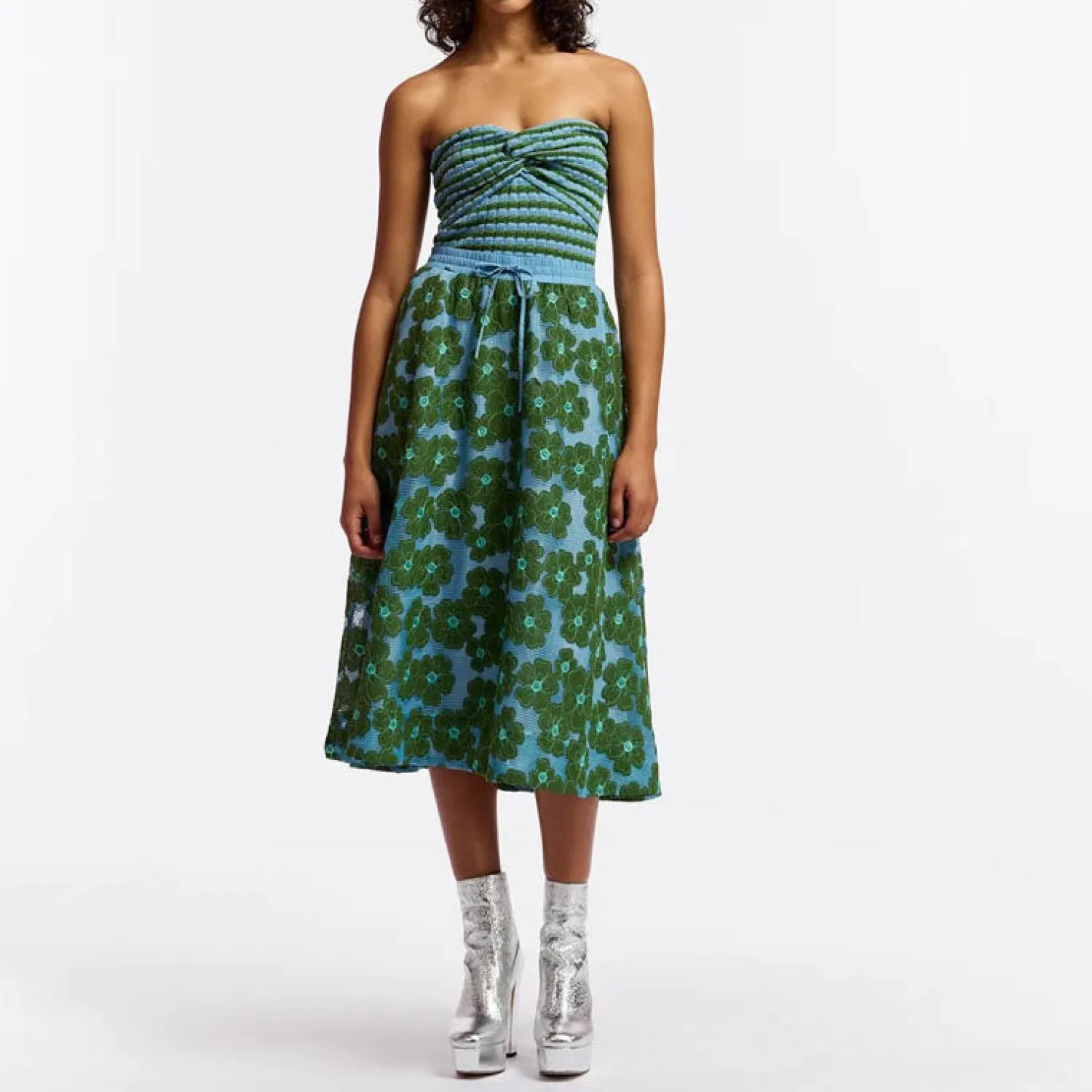 ESSENTIEL ANTWERP Feast Open Embo Skirt In Emerald