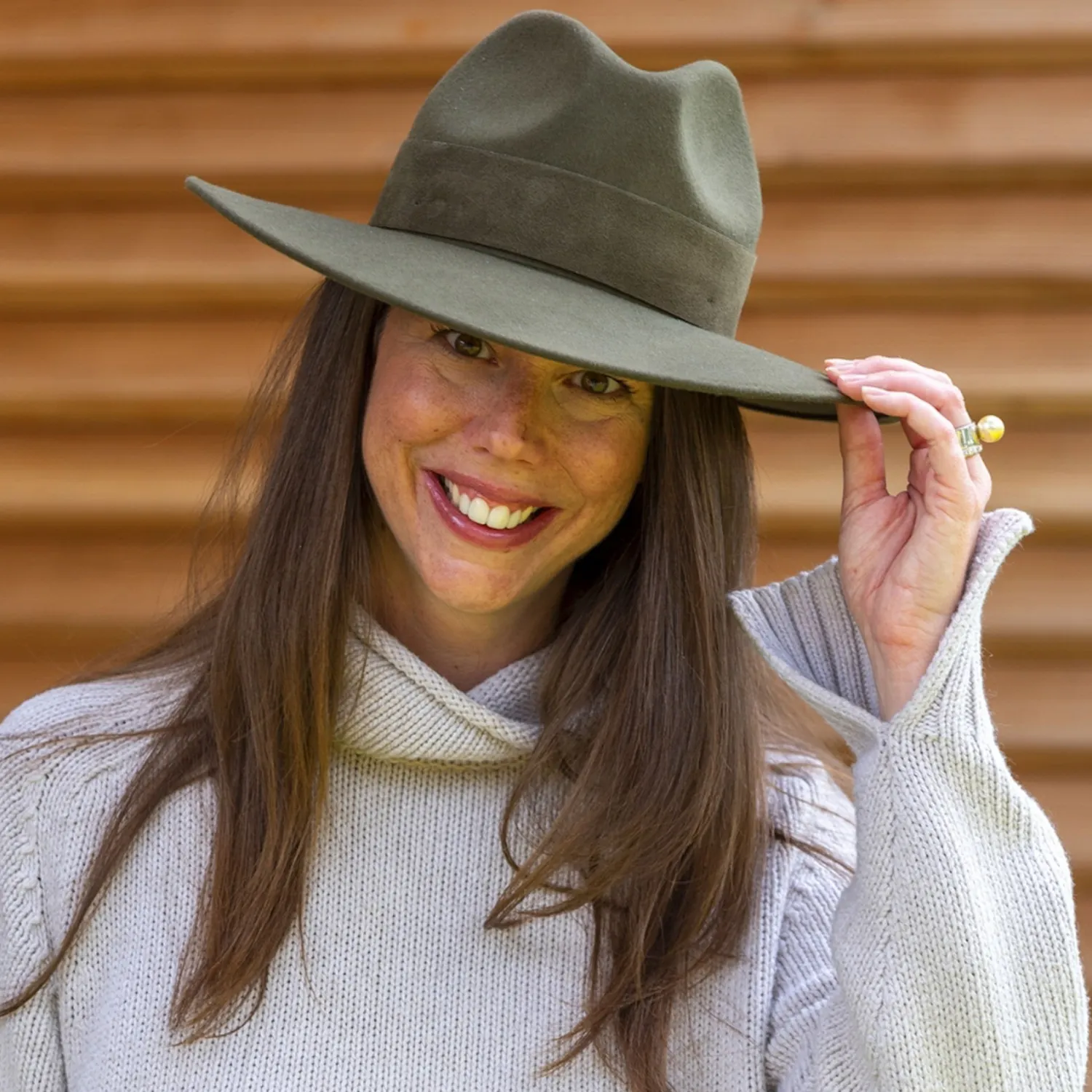 TRAVAUX EN COURS Fedora Wide Brim Hat In Khaki