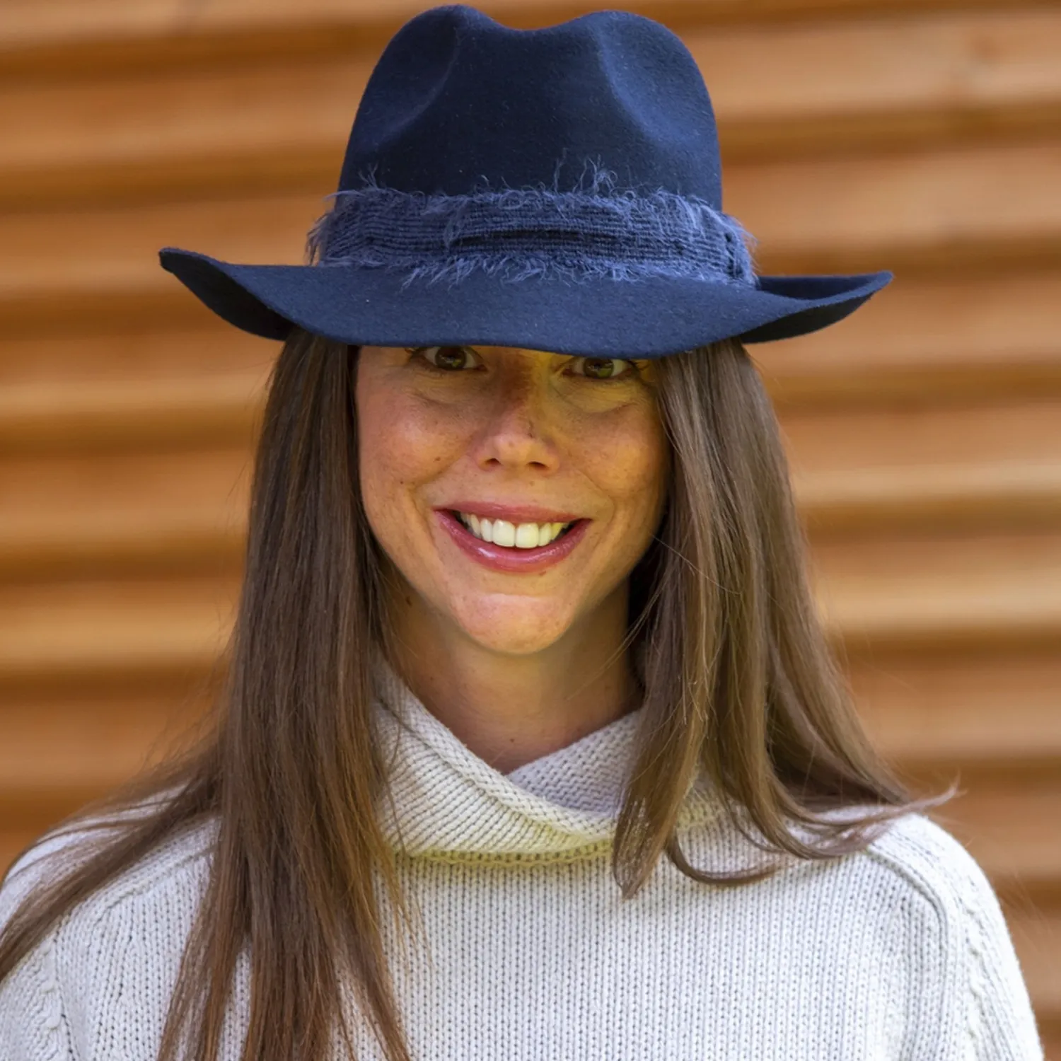 TRAVAUX EN COURS Felt Fedora With Mohair Band In Navy