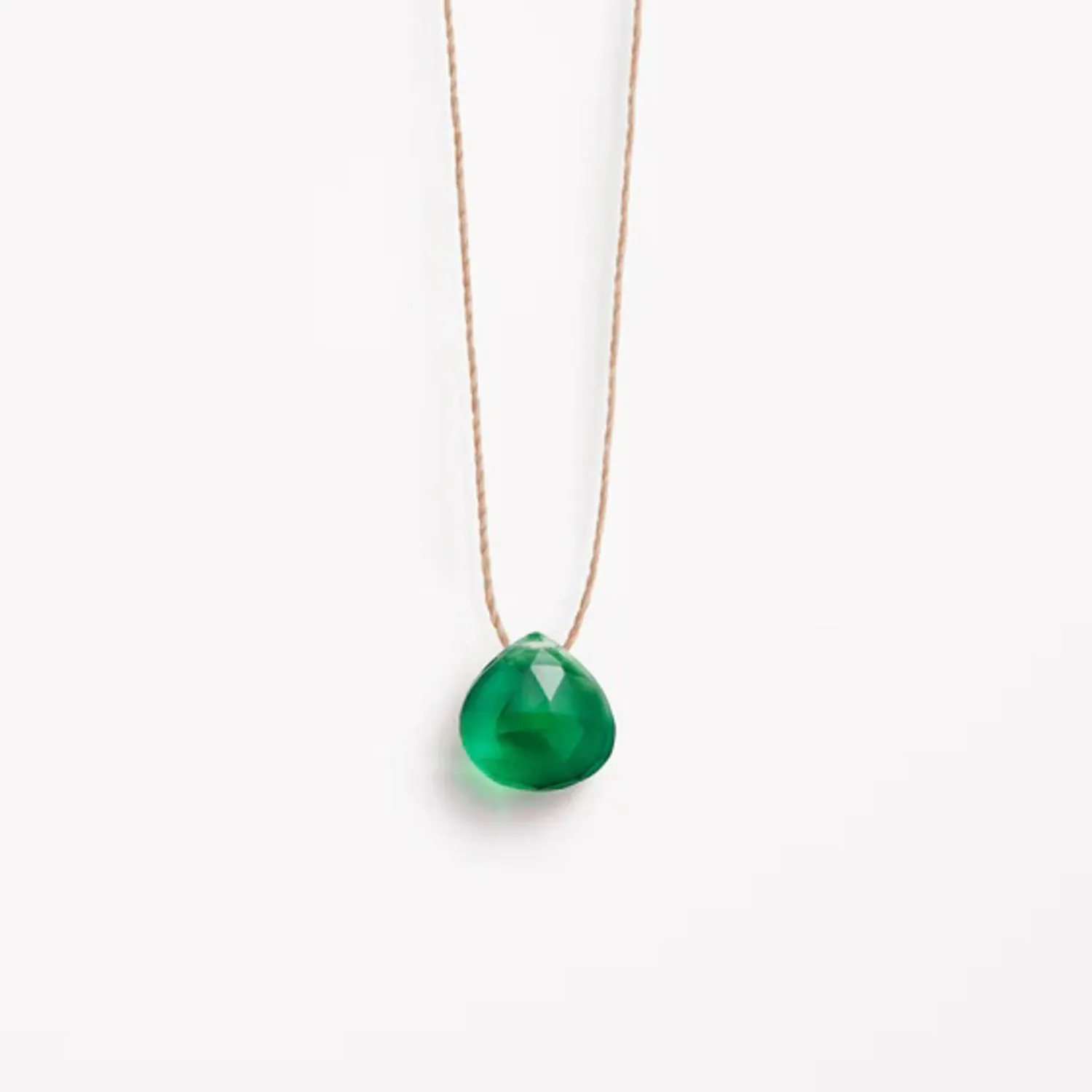 WANDERLUST LIFE Fine Cord Necklace In Green Onyx