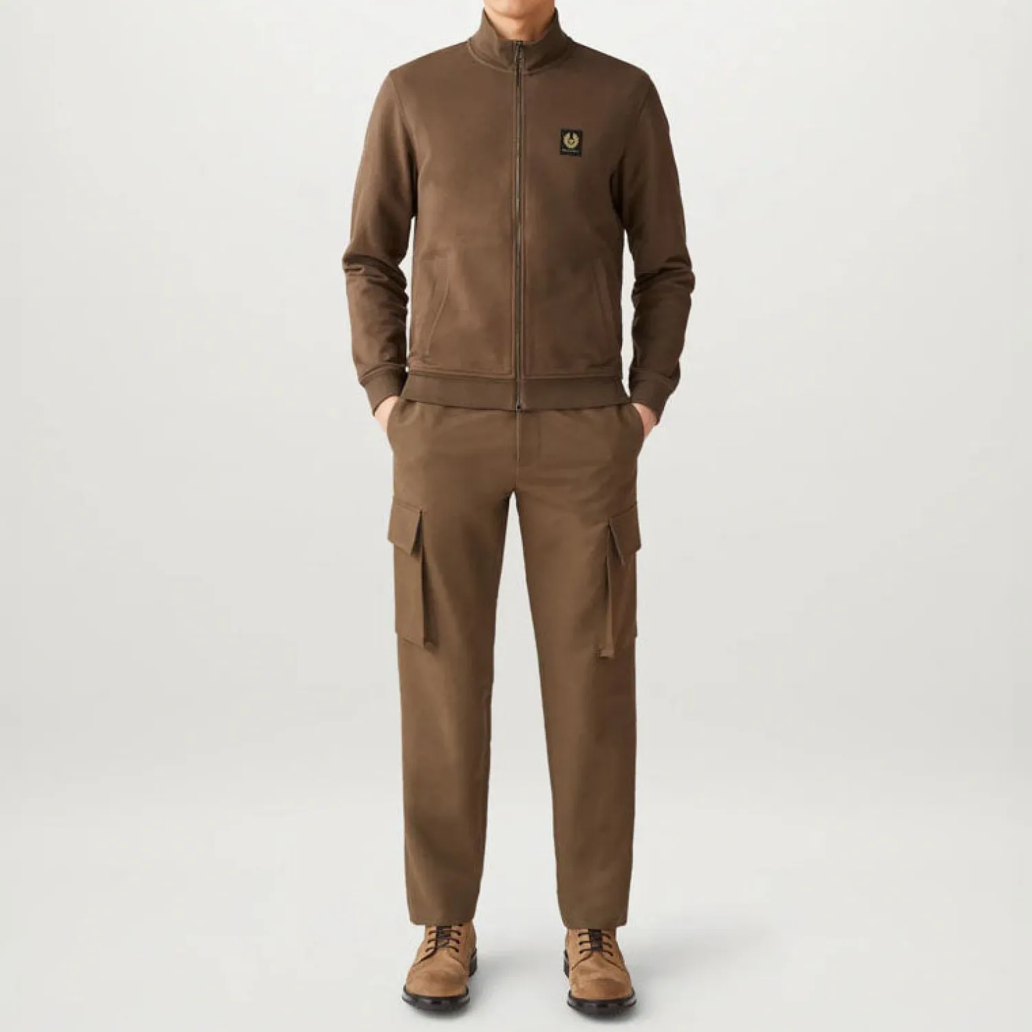 BELSTAFF Full Zip Sweatshirt In Clay Brown