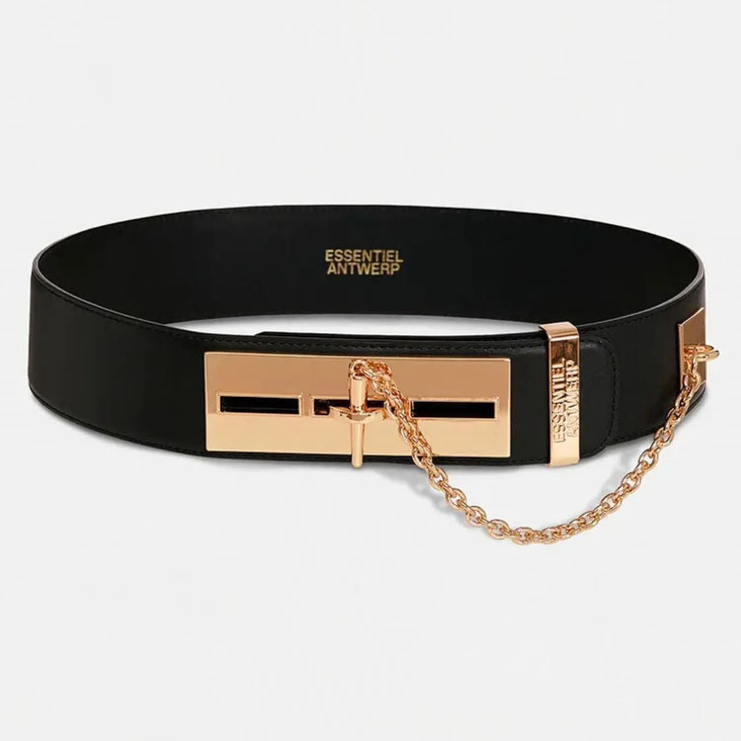 ESSENTIEL ANTWERP Gamme Leather Belt In Black