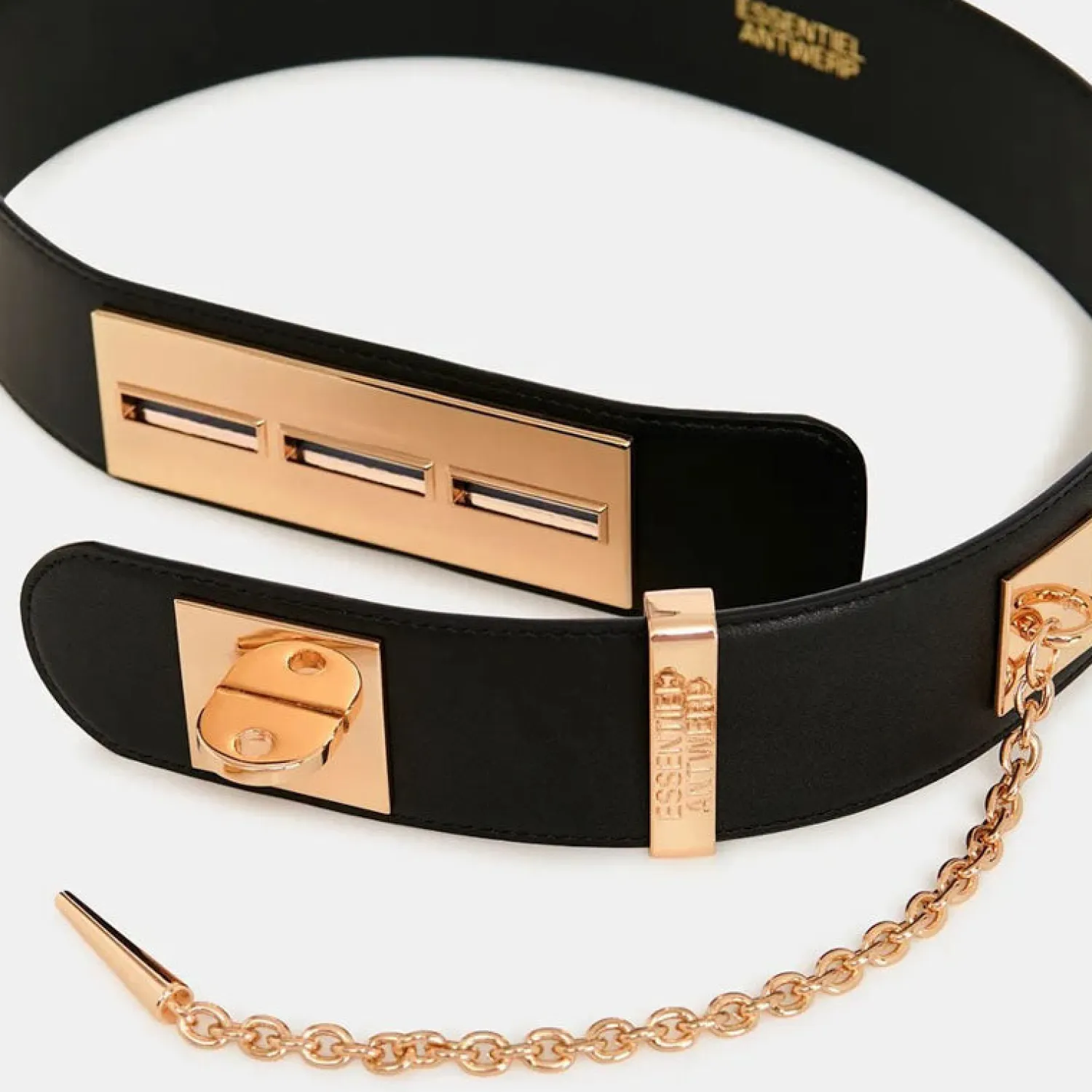 ESSENTIEL ANTWERP Gamme Leather Belt In Black