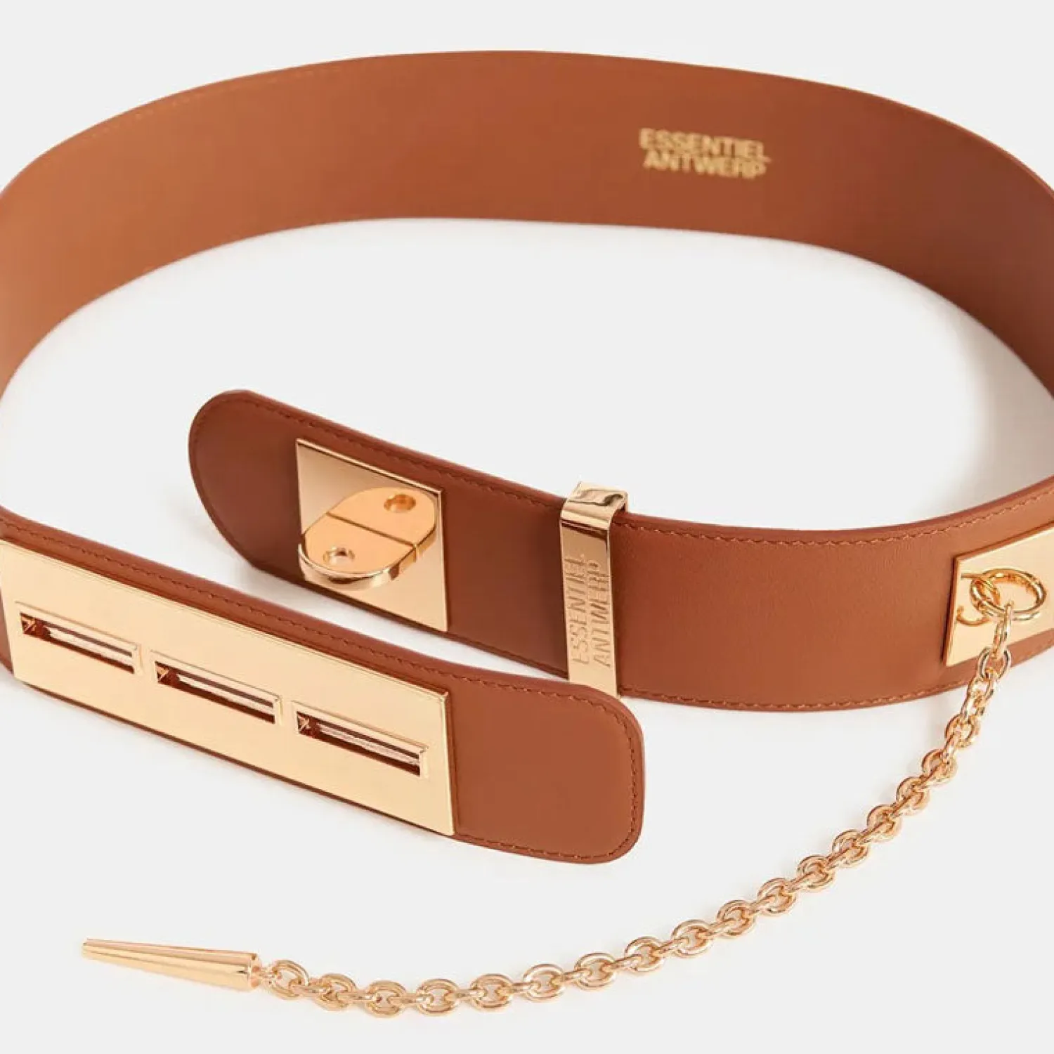 ESSENTIEL ANTWERP Gamme Leather Belt In Brown