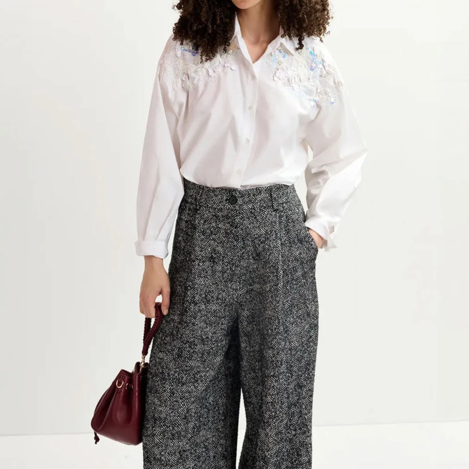 ESSENTIEL ANTWERP Gdog Embellished Shirt In White