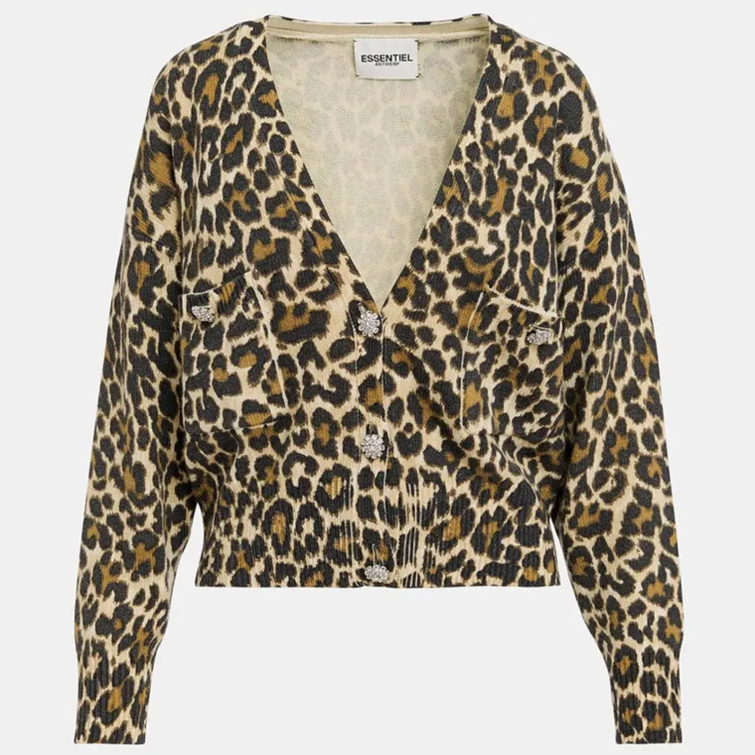 ESSENTIEL ANTWERP Generalite Cardigan In Leopard Print