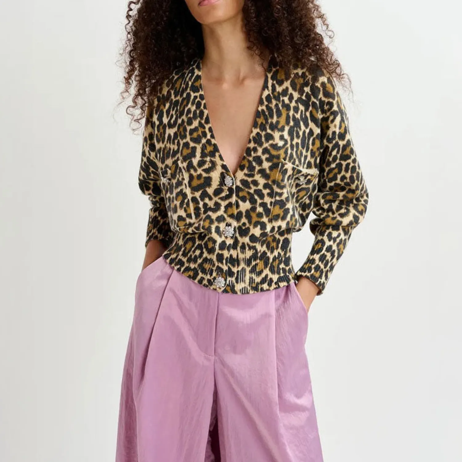 ESSENTIEL ANTWERP Generalite Cardigan In Leopard Print