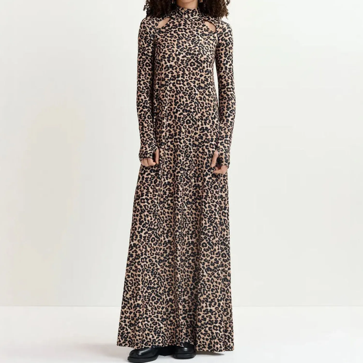 ESSENTIEL ANTWERP Germa Long Dress In Leopard Print