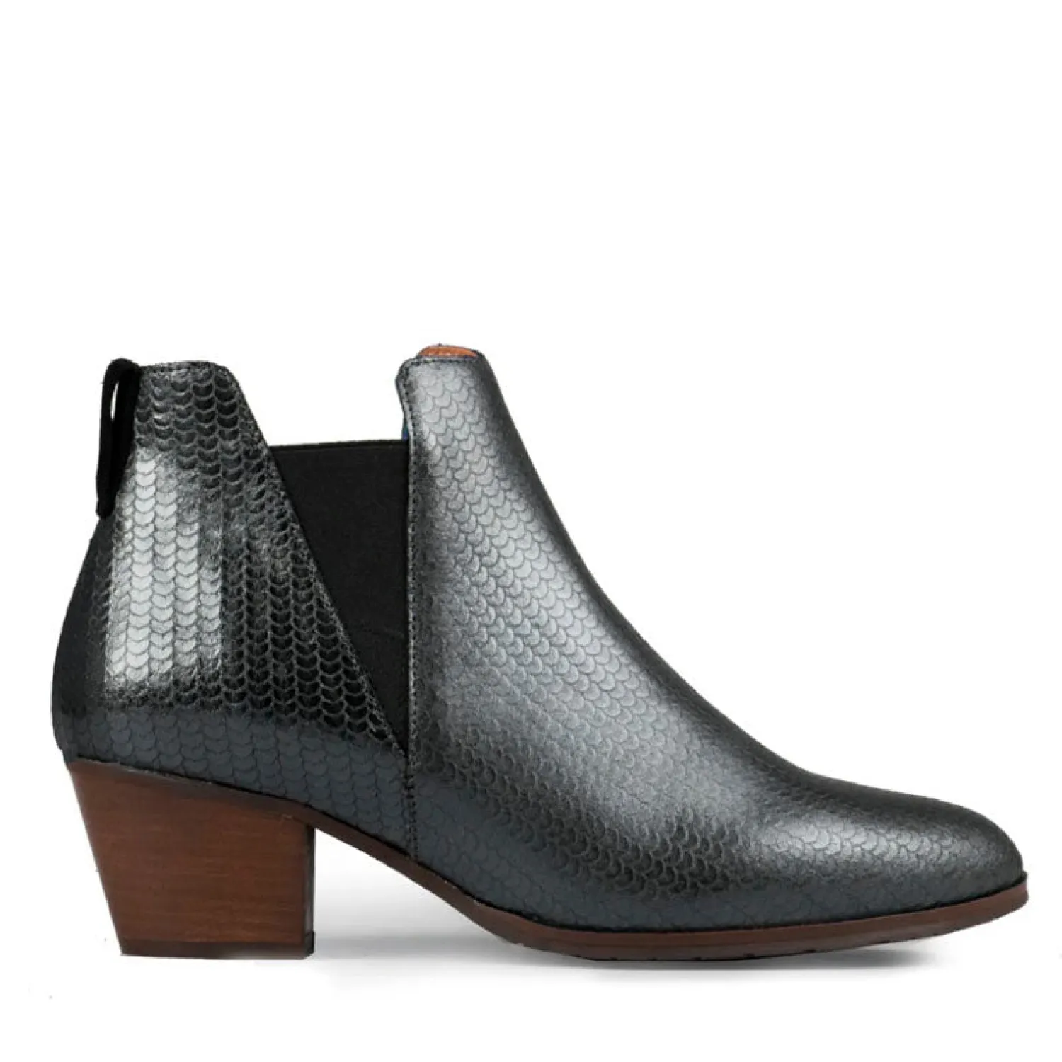 ESSKA Ginny Low Heeled Boots In Smoke Metallic