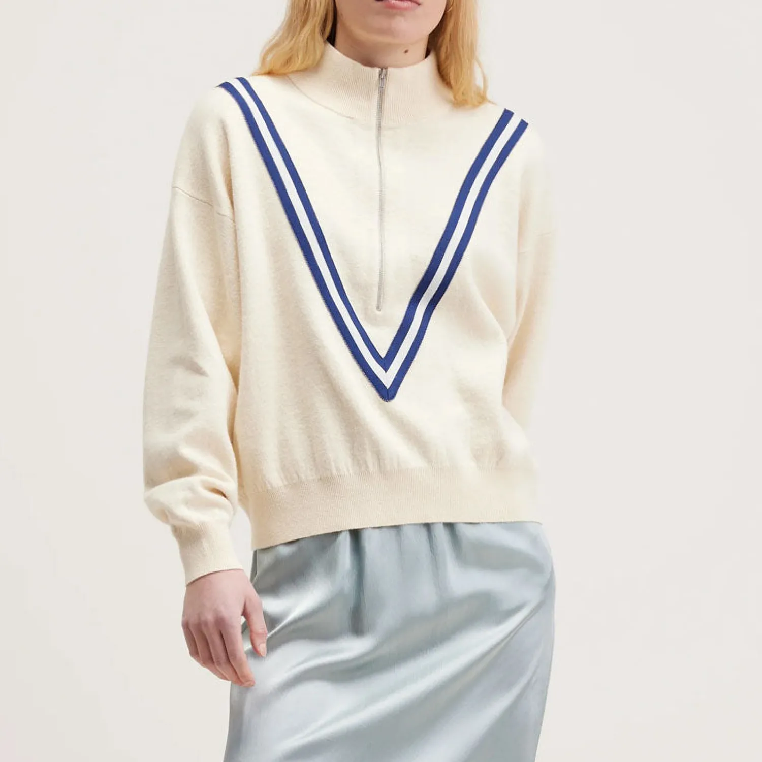 BELLEROSE Goppo 1/2 Zip Sweater In Milky Way