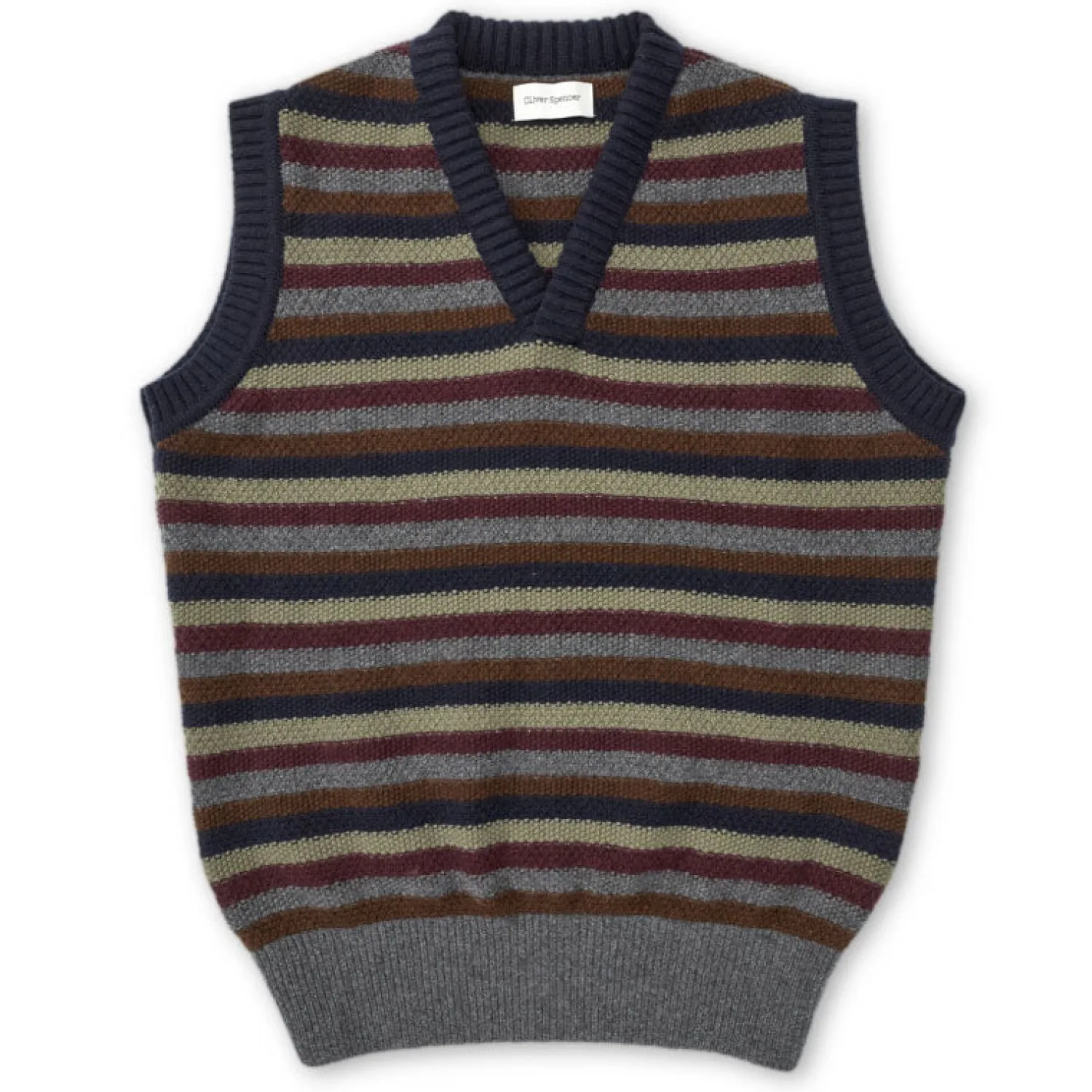 OLIVER SPENCER Graves V Neck Bryant Knitted Tank In Multi