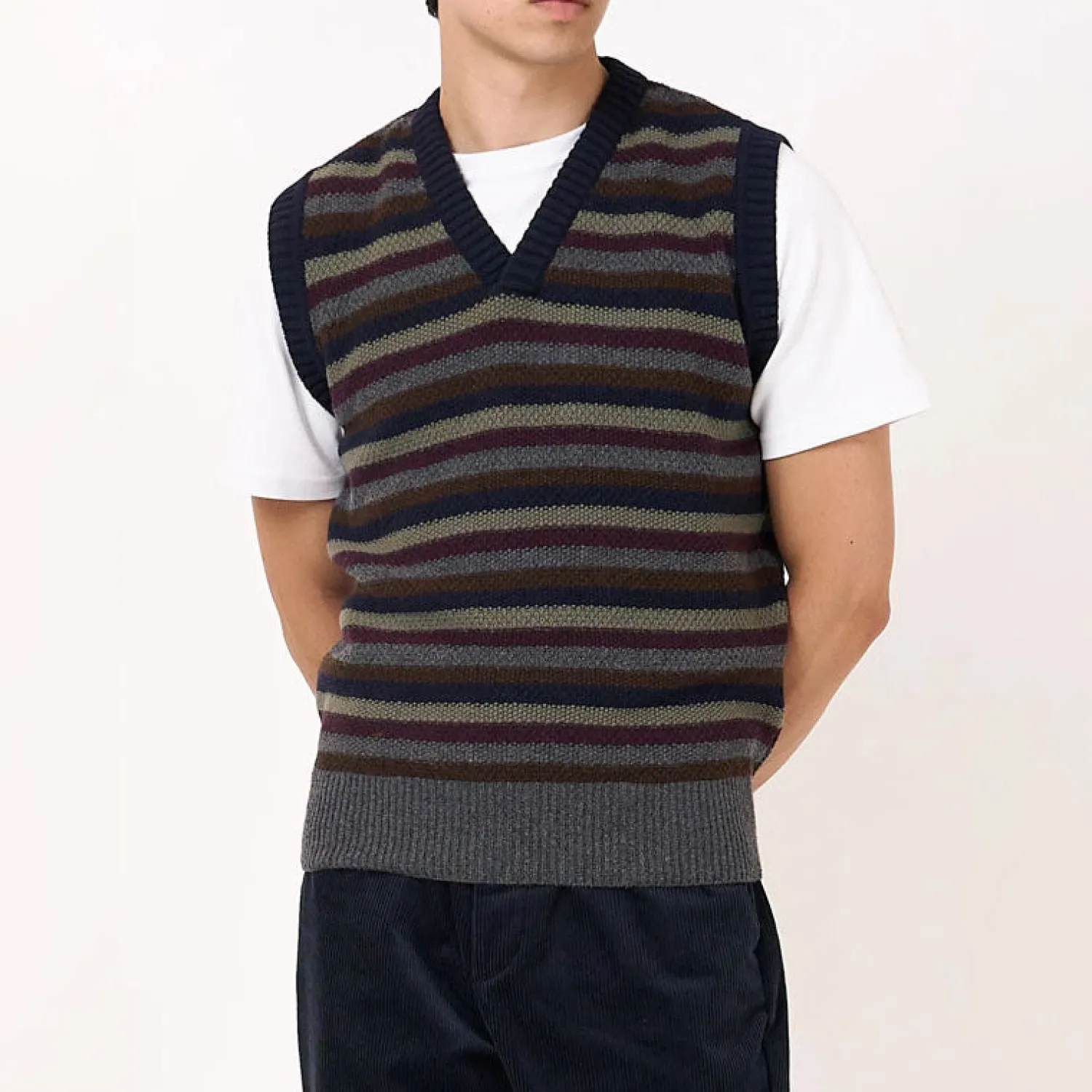 OLIVER SPENCER Graves V Neck Bryant Knitted Tank In Multi