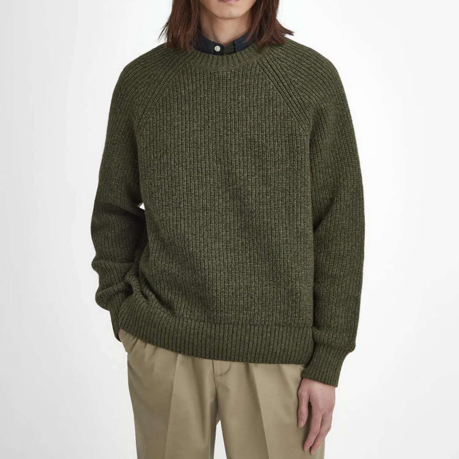 BARBOUR Griffiths Relaxed Crew Neck Sweater In Olive