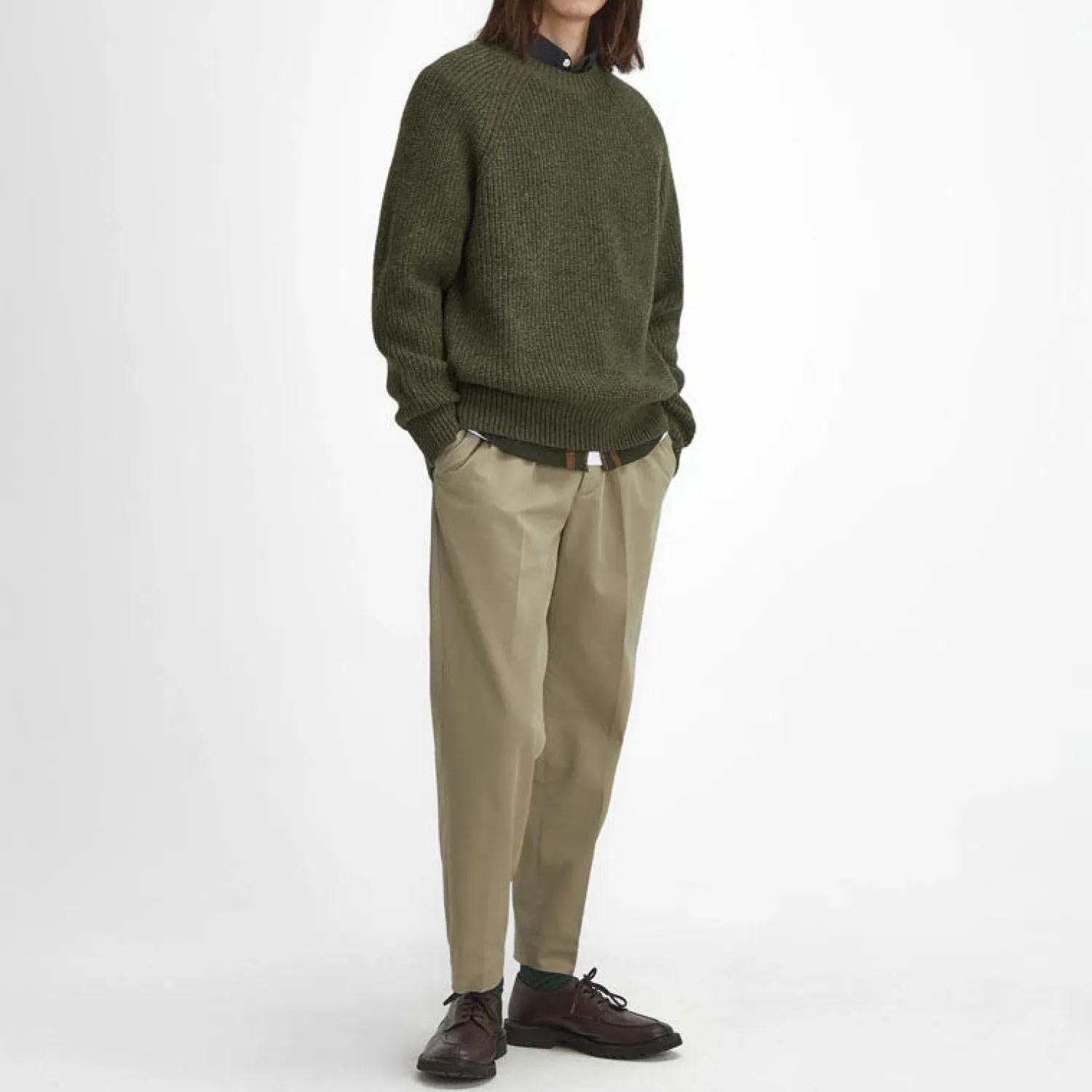 BARBOUR Griffiths Relaxed Crew Neck Sweater In Olive