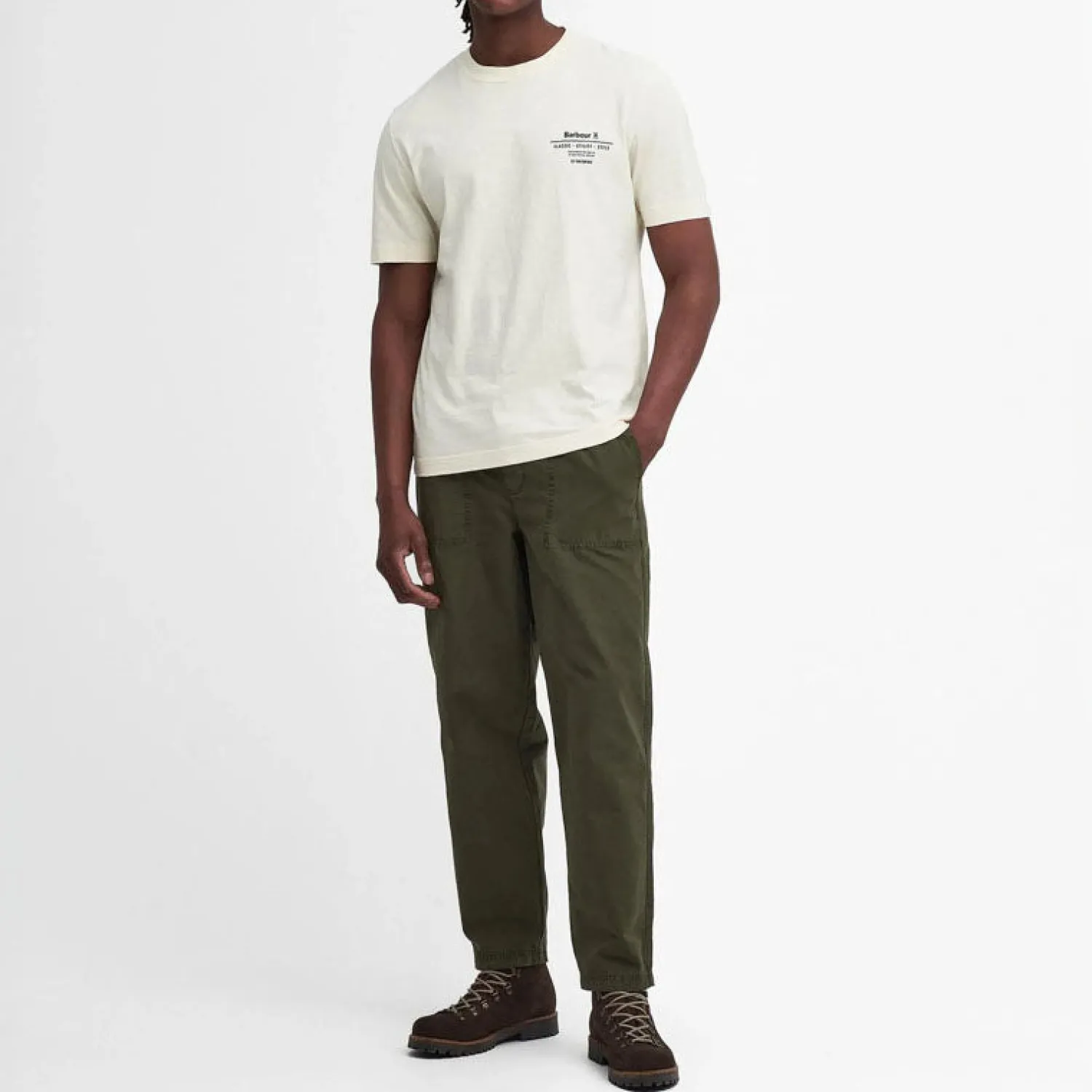 BARBOUR Grindle Relaxed Canvas Trousers In Mid Olive