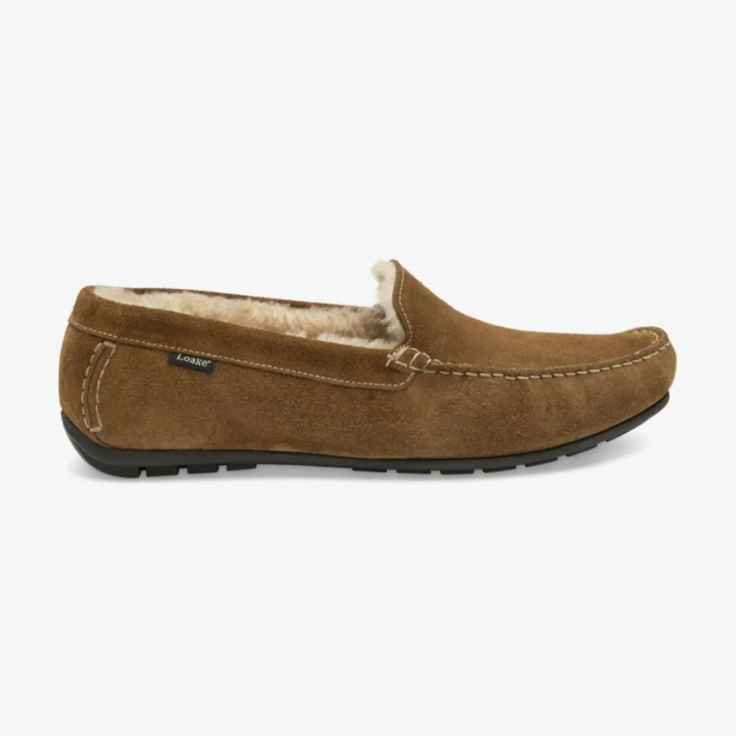 LOAKE Guards Shearling Lined Suede Slippers In Tan