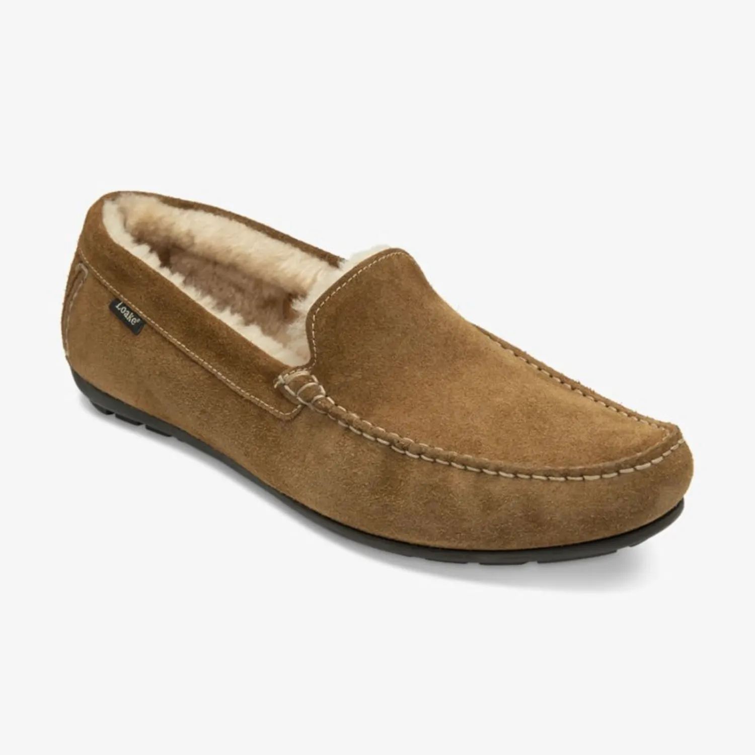 LOAKE Guards Shearling Lined Suede Slippers In Tan