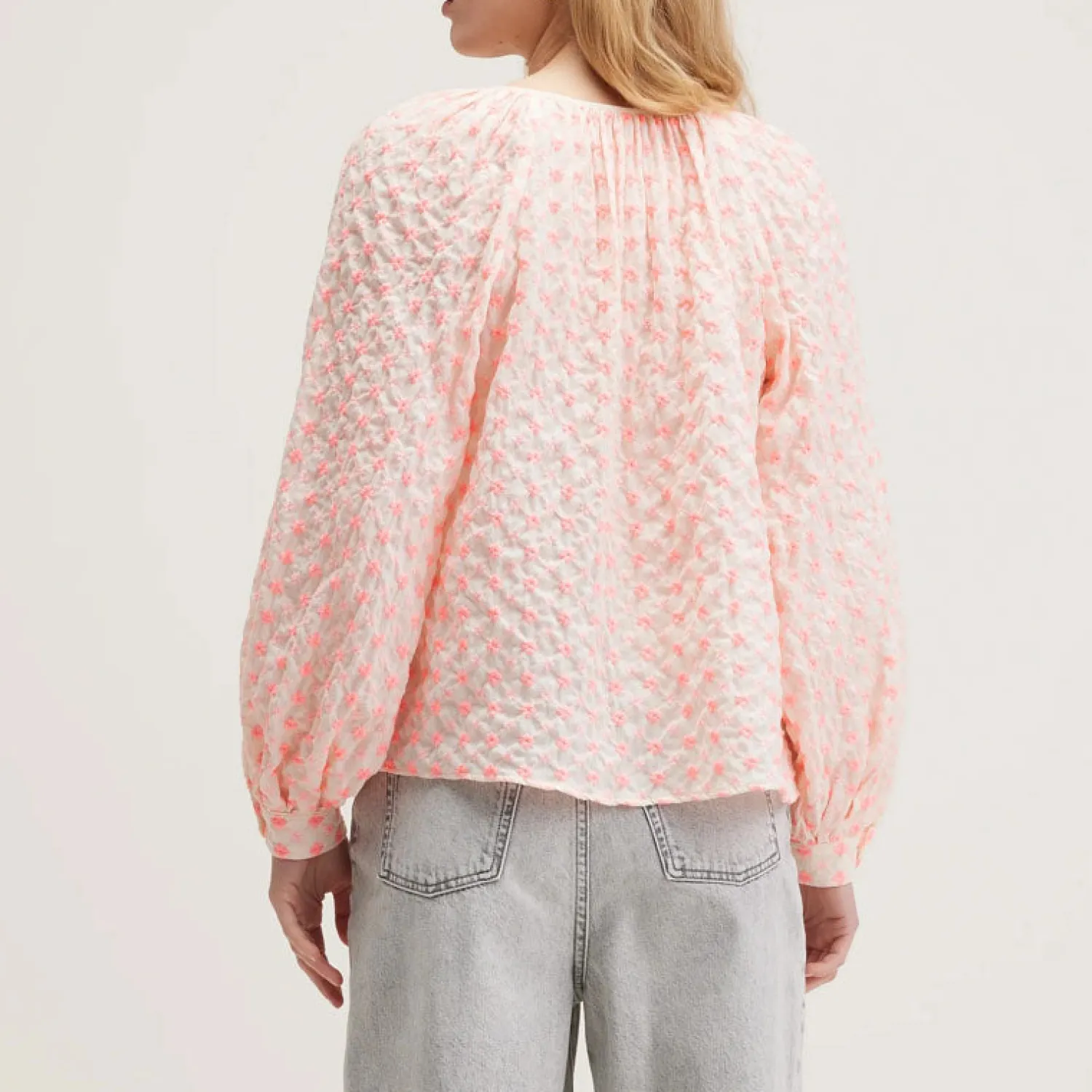 BELLEROSE Haiti Floral Embroidered Blouse In Fluo Pink