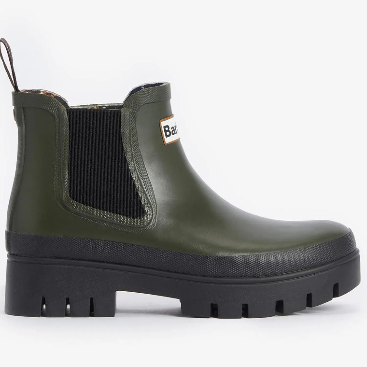 BARBOUR Halton Chelsea Welly Boots In Olive/Black