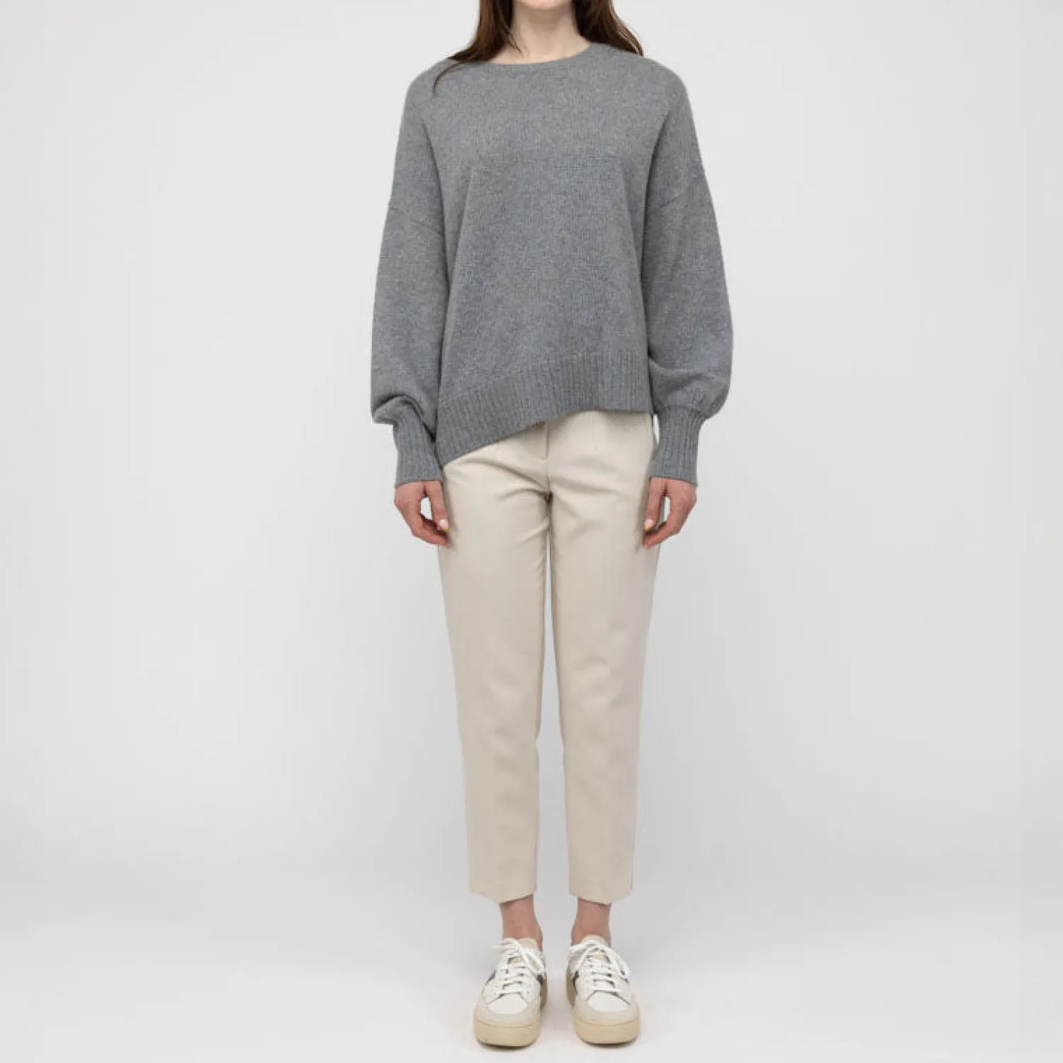 VAN KUKIL Hazel Slouch Side Split Jumper In Derby Grey