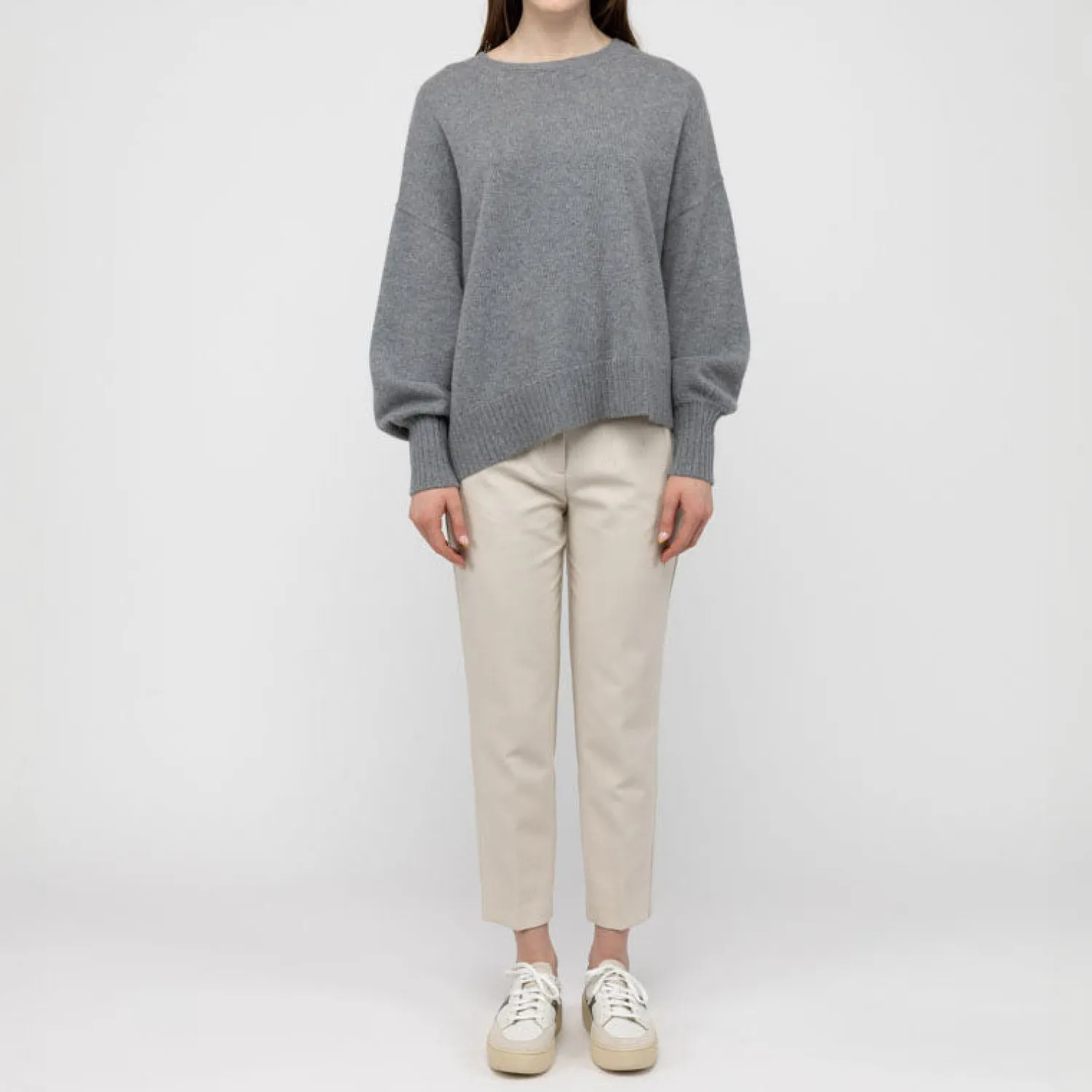 VAN KUKIL Hazel Slouch Side Split Jumper In Derby Grey