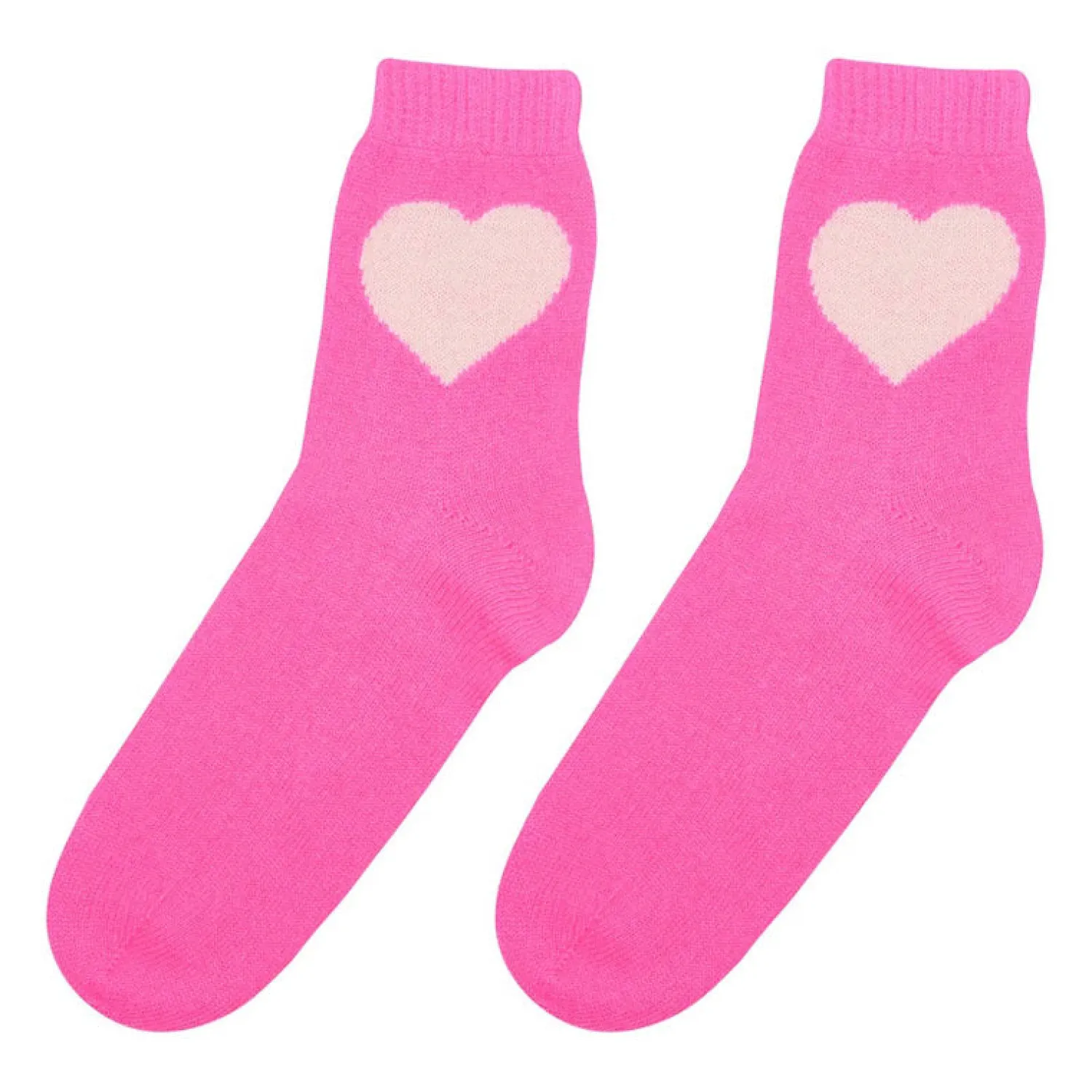 JUMPER1234 Heart Socks In Hot Pink/ Cream