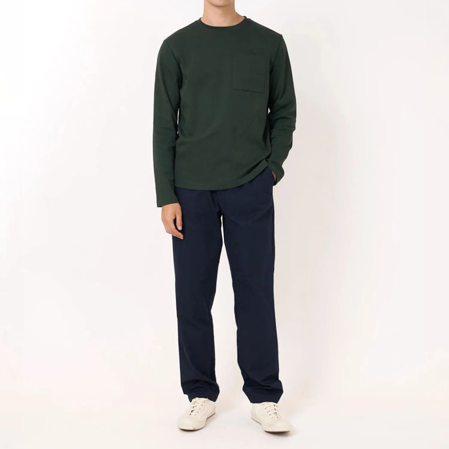 OLIVER SPENCER Heavy L/S T Shirt In Tavistock Dark Green