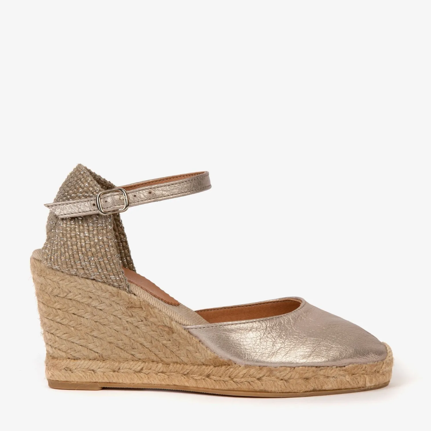 PENELOPE CHILVERS High Mary Jane Metallic Espadrilles In Champagne