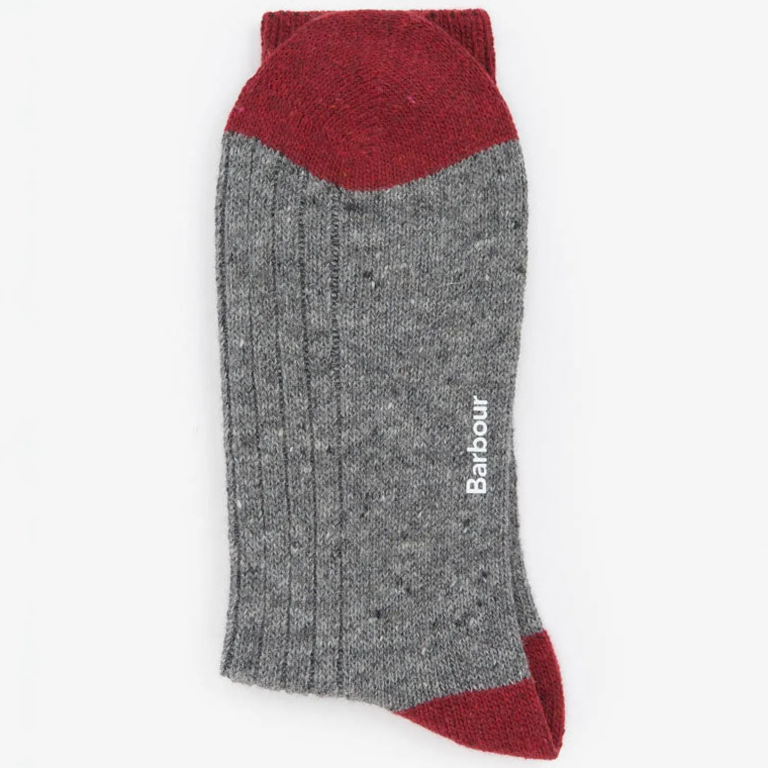 BARBOUR Houghton Socks In Mid Grey/Red