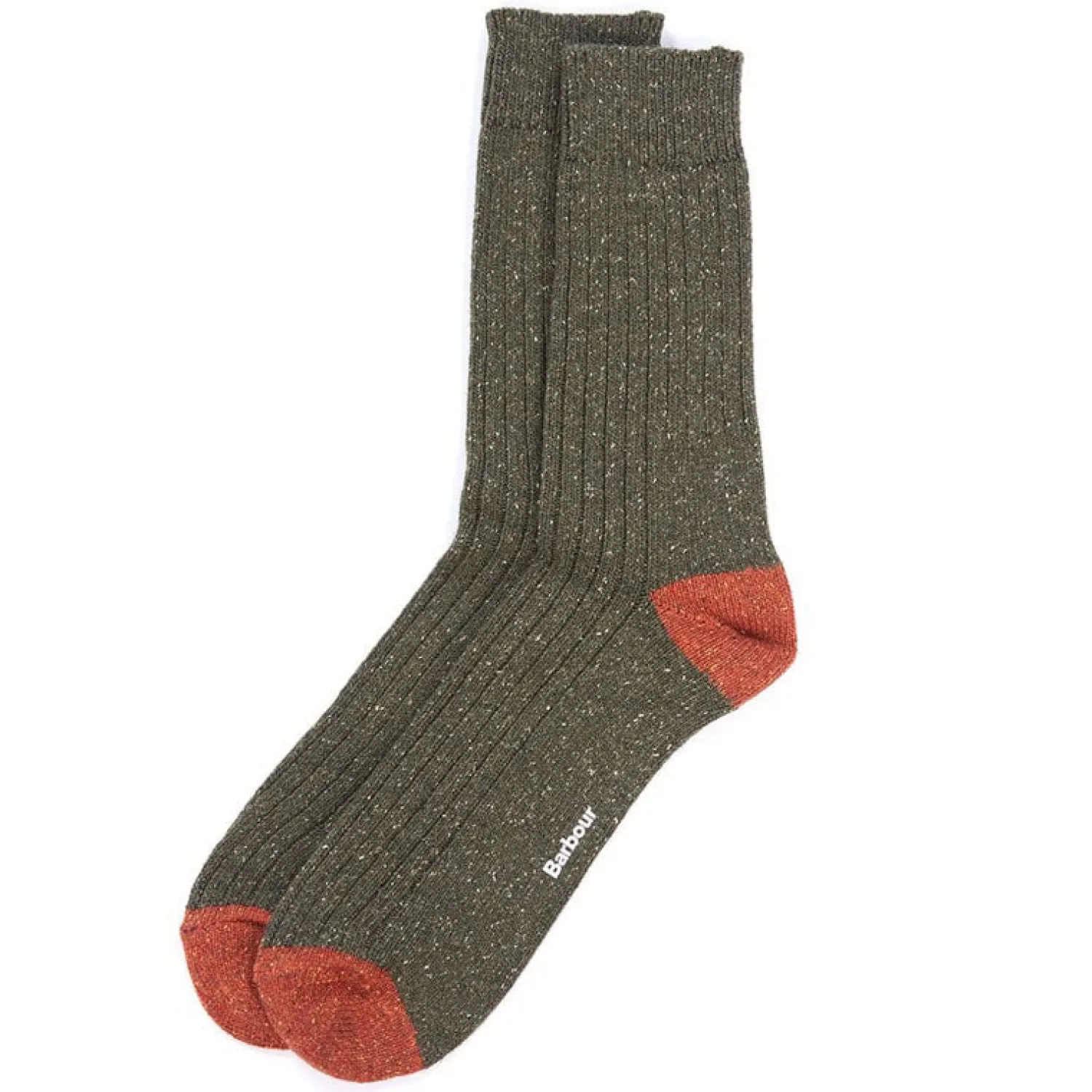 BARBOUR Houghton Socks In Olive/Burnt Orange