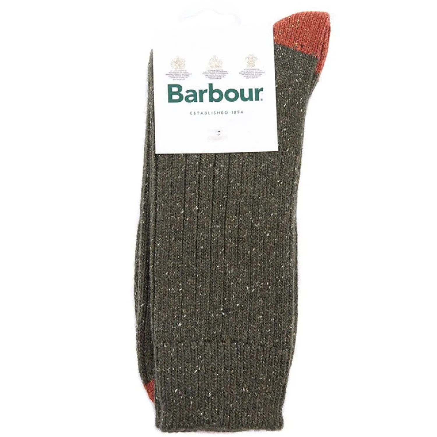 BARBOUR Houghton Socks In Olive/Burnt Orange