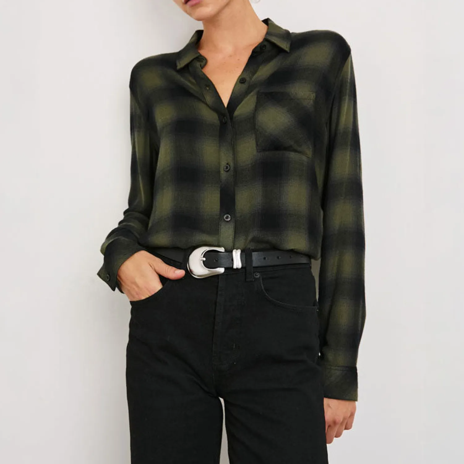 RAILS Hunter Check Shirt In Olive Shadow Onyx