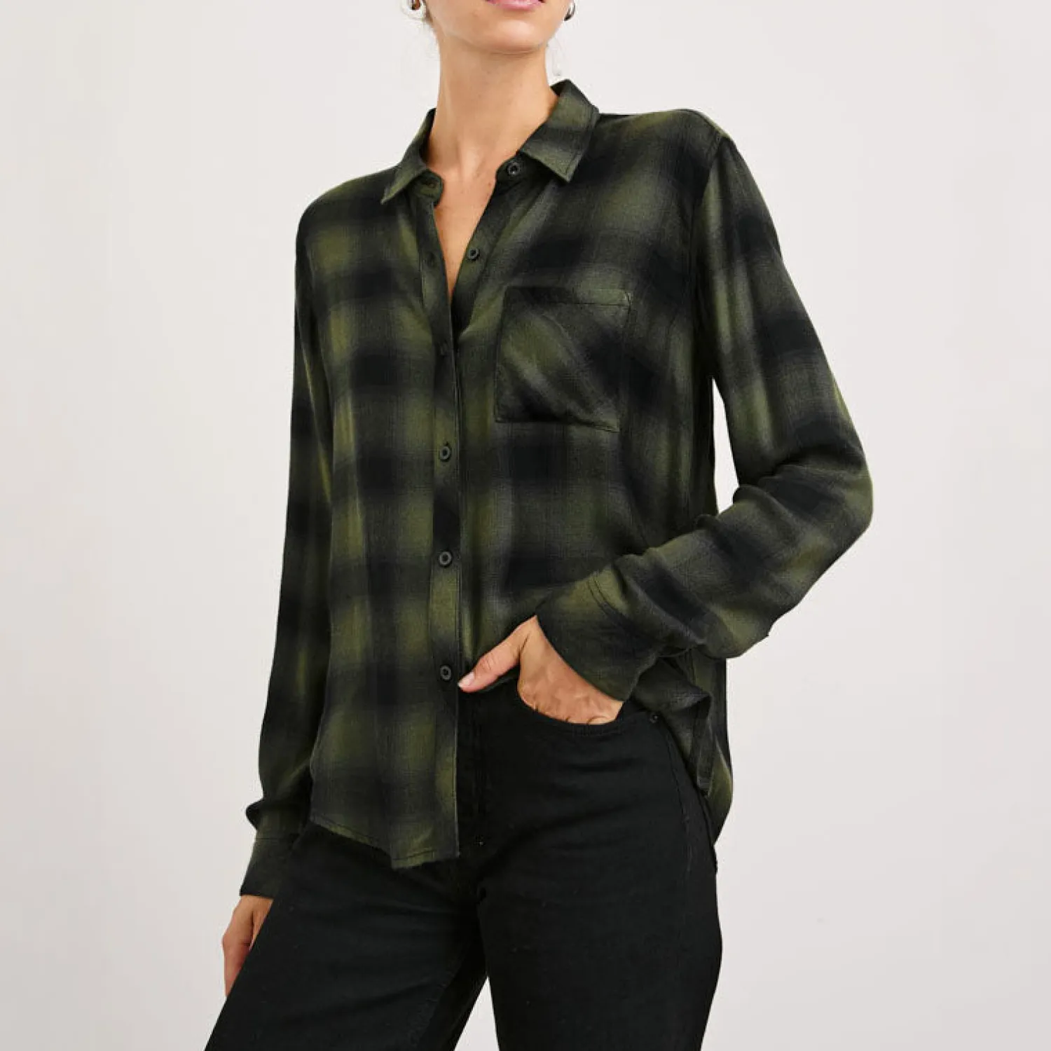 RAILS Hunter Check Shirt In Olive Shadow Onyx