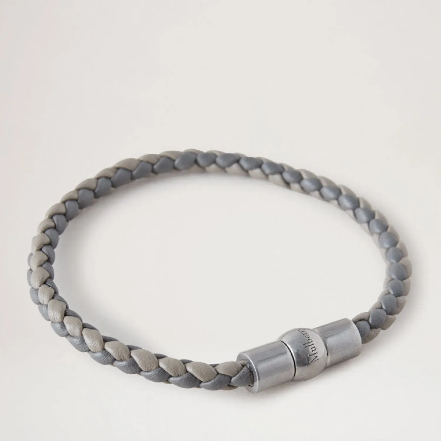 MULBERRY Iris Woven Leather Bracelet In Charcoal/Solid Grey