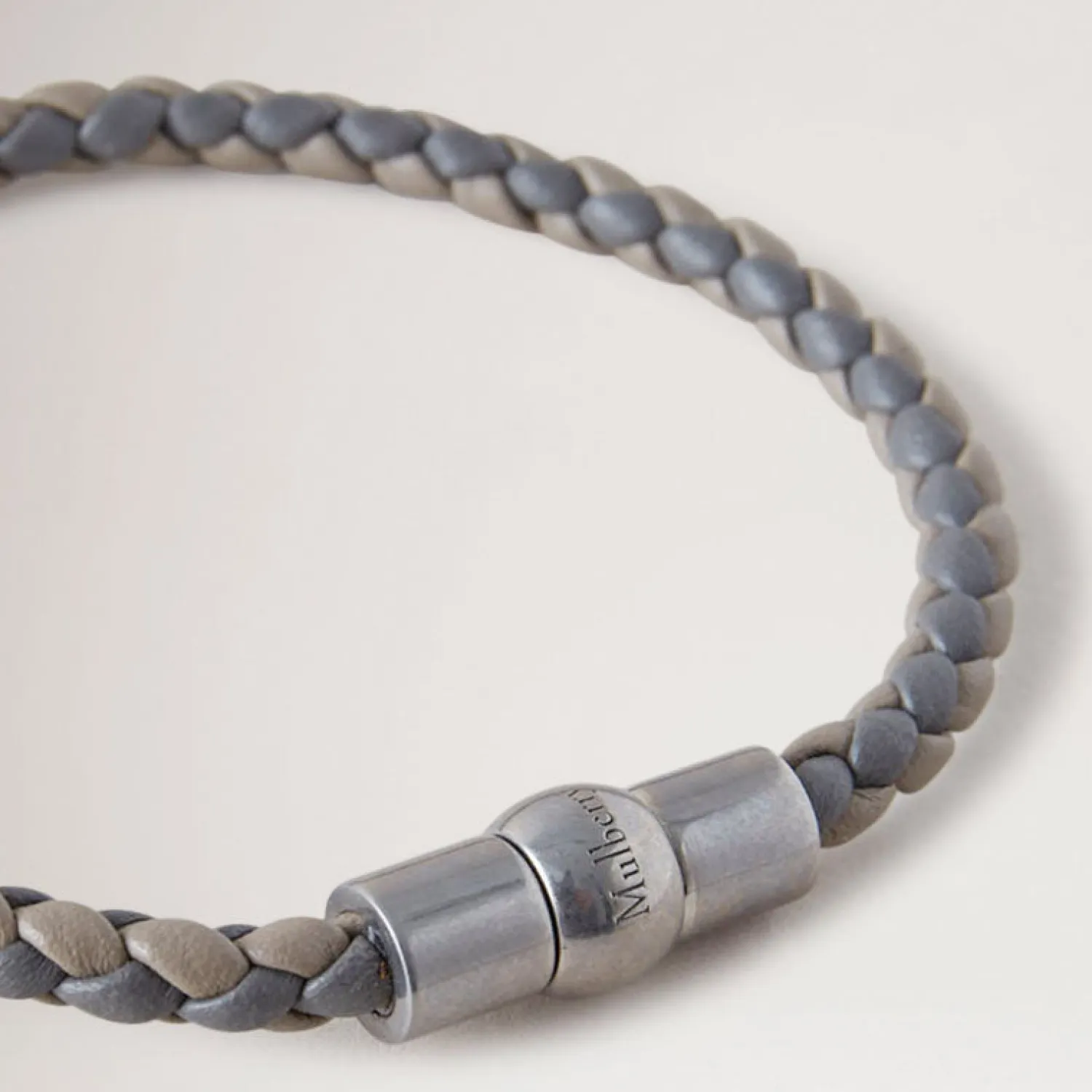 MULBERRY Iris Woven Leather Bracelet In Charcoal/Solid Grey