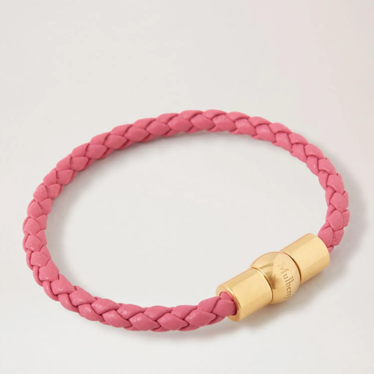 MULBERRY Iris Woven Leather Bracelet In Geranium Pink