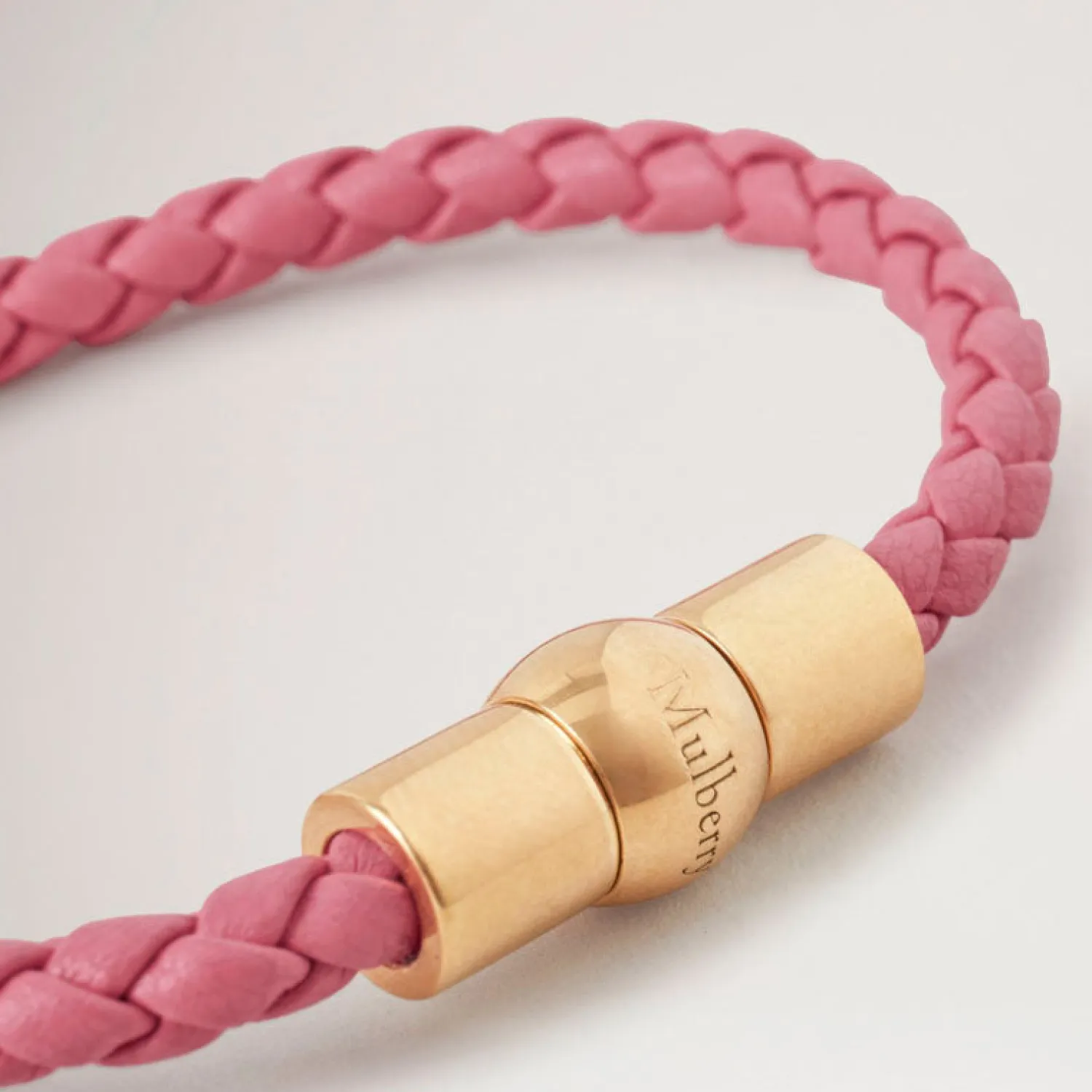 MULBERRY Iris Woven Leather Bracelet In Geranium Pink