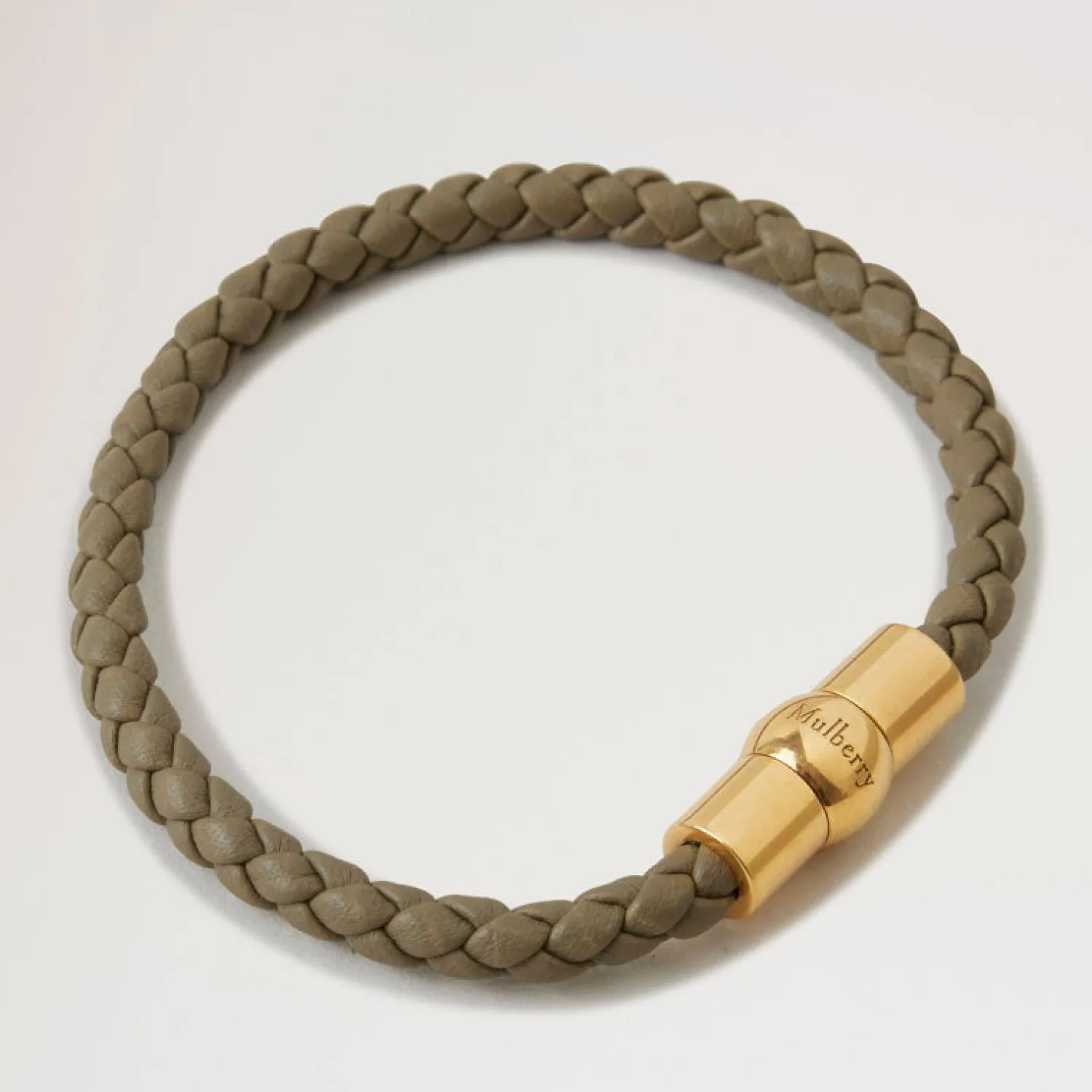 MULBERRY Iris Woven Leather Bracelet In Linen Green