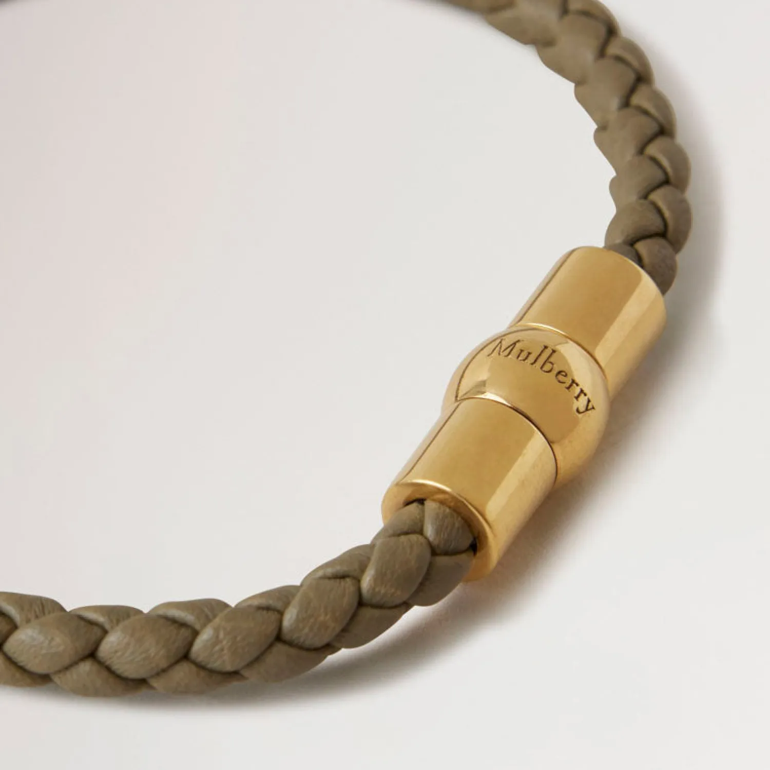 MULBERRY Iris Woven Leather Bracelet In Linen Green