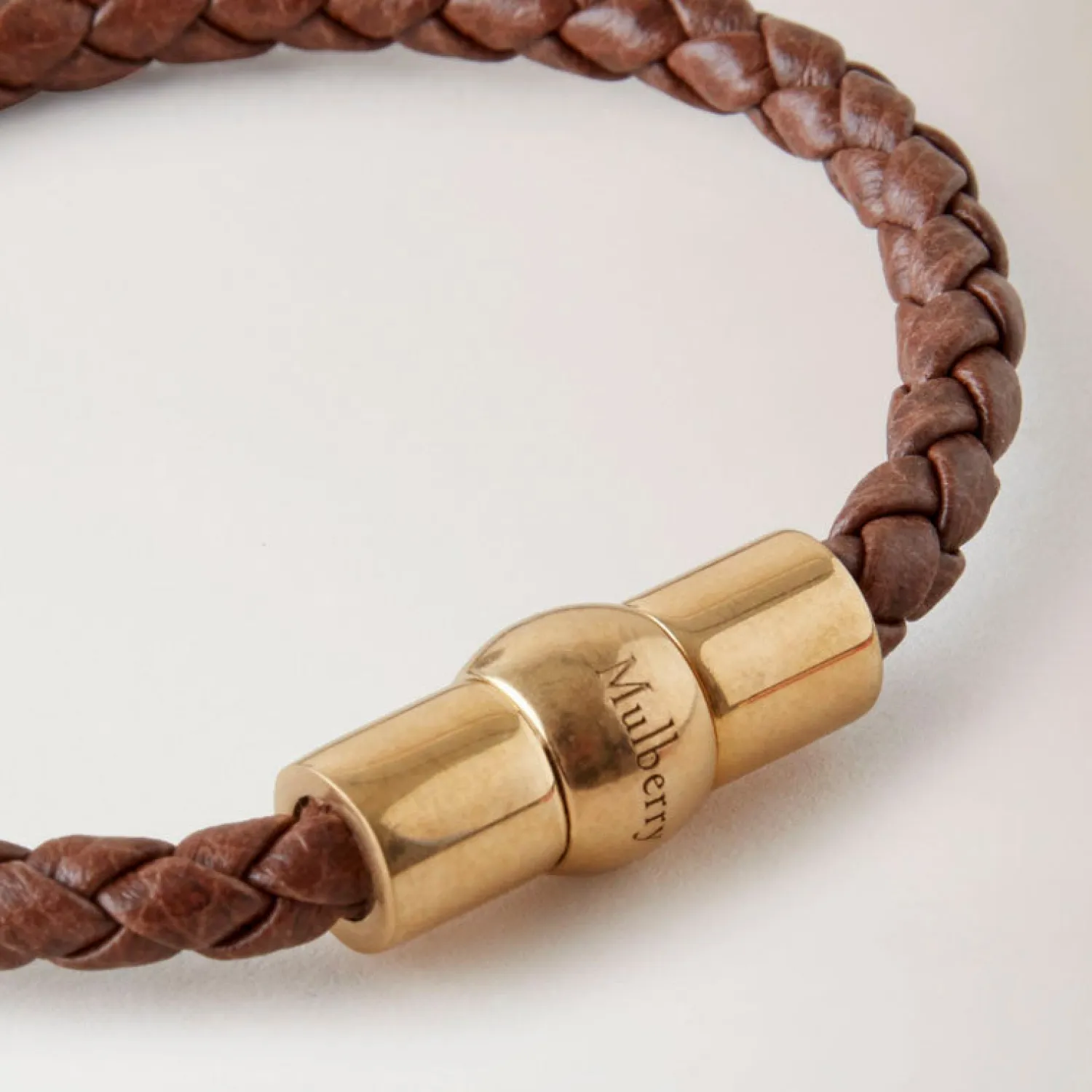 MULBERRY Iris Woven Leather Bracelet In Oak