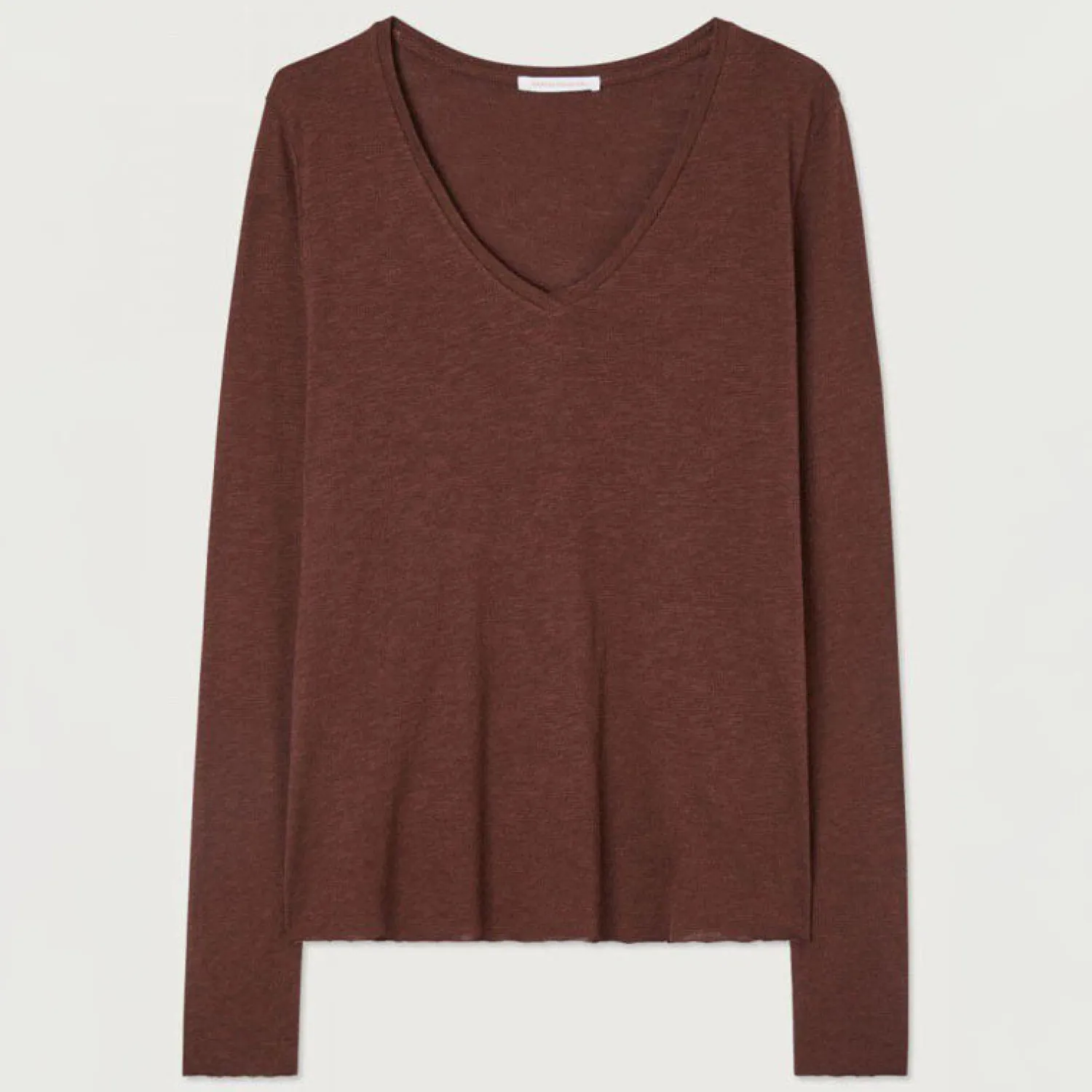 AMERICAN VINTAGE Jacksonville L/S V-neck Top In Brownie Vintage