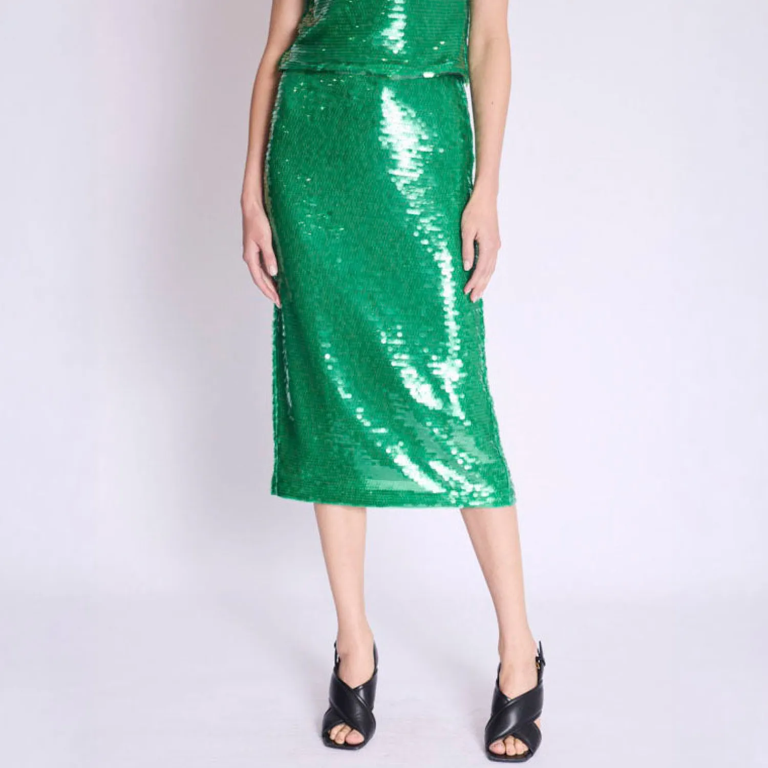 BERENICE Jamy Sequin Skirt In Green