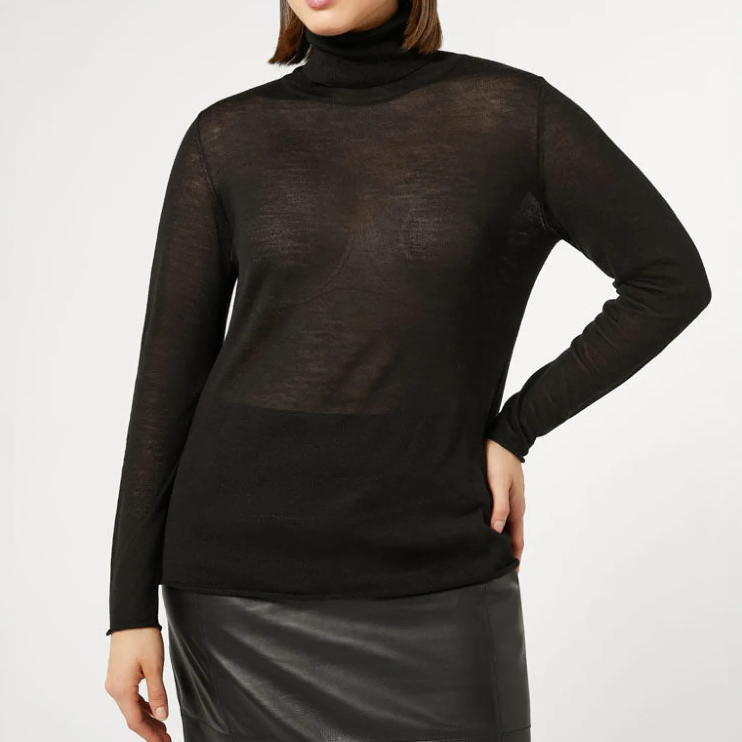 MARINA RINALDI Judy Silk & Cashmere Polo Neck Jumper In Black