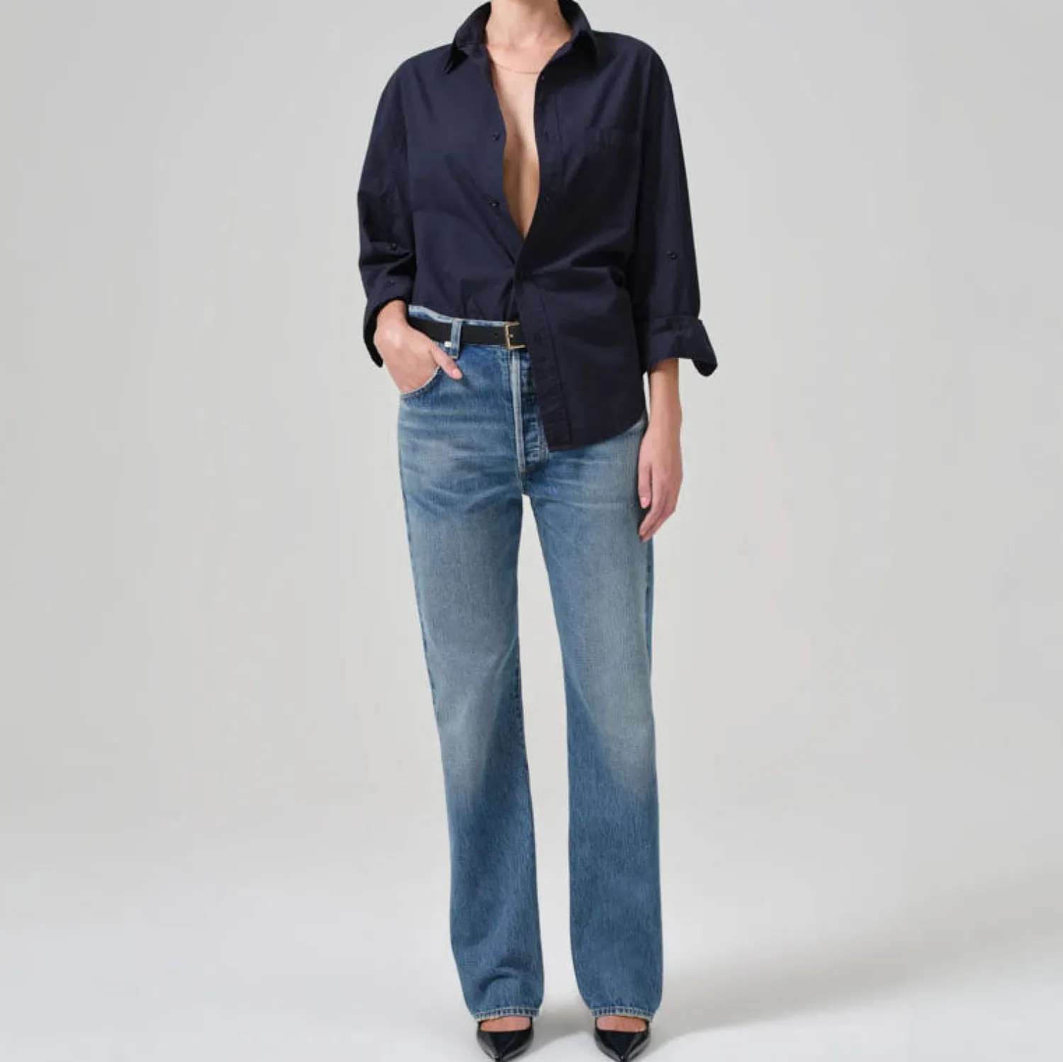 CITIZENS OF HUMANITY Kayla Corduroy Shirt In Navy