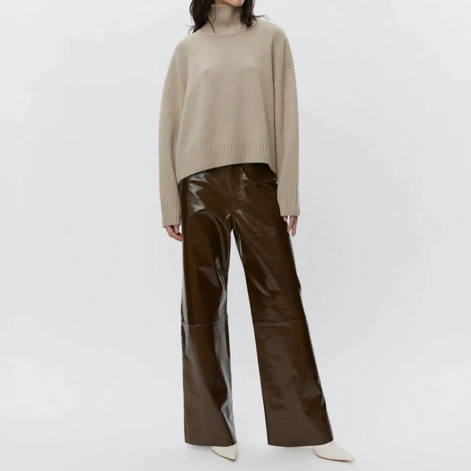 DAY BIRGER ET MIKKELSEN Kendra Funnel Neck Jumper In Taupe Melange