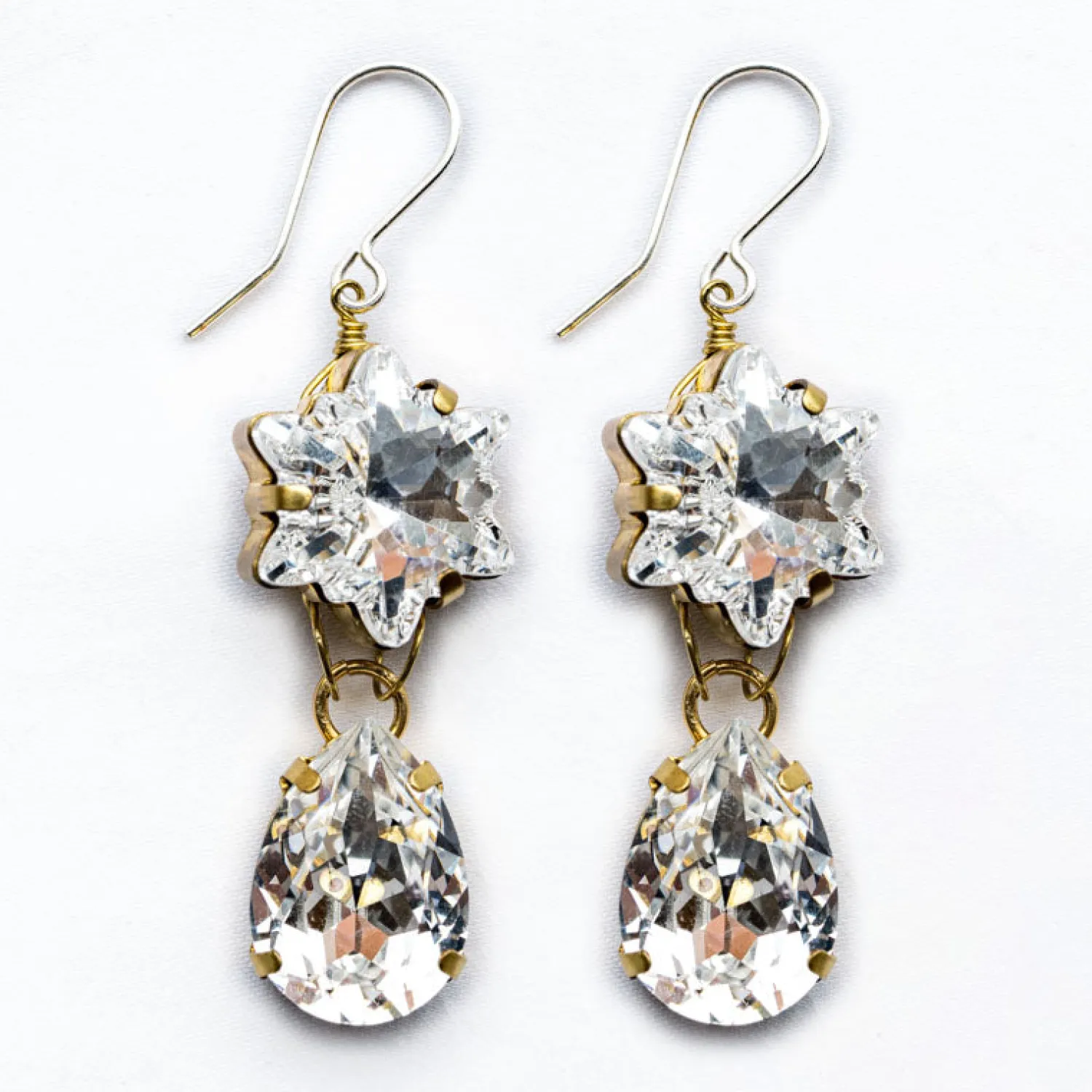 PHILIPPA KUNISCH Large Bling Flower & Teardrop Earrings In Crystal