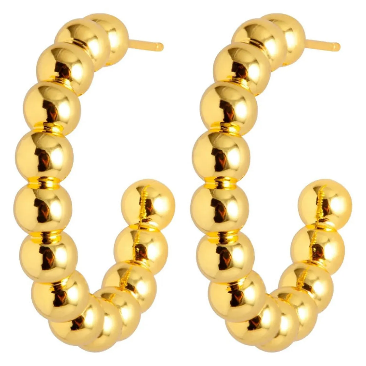 LULU COPENHAGEN Large Colour Ball Hoops In Gold